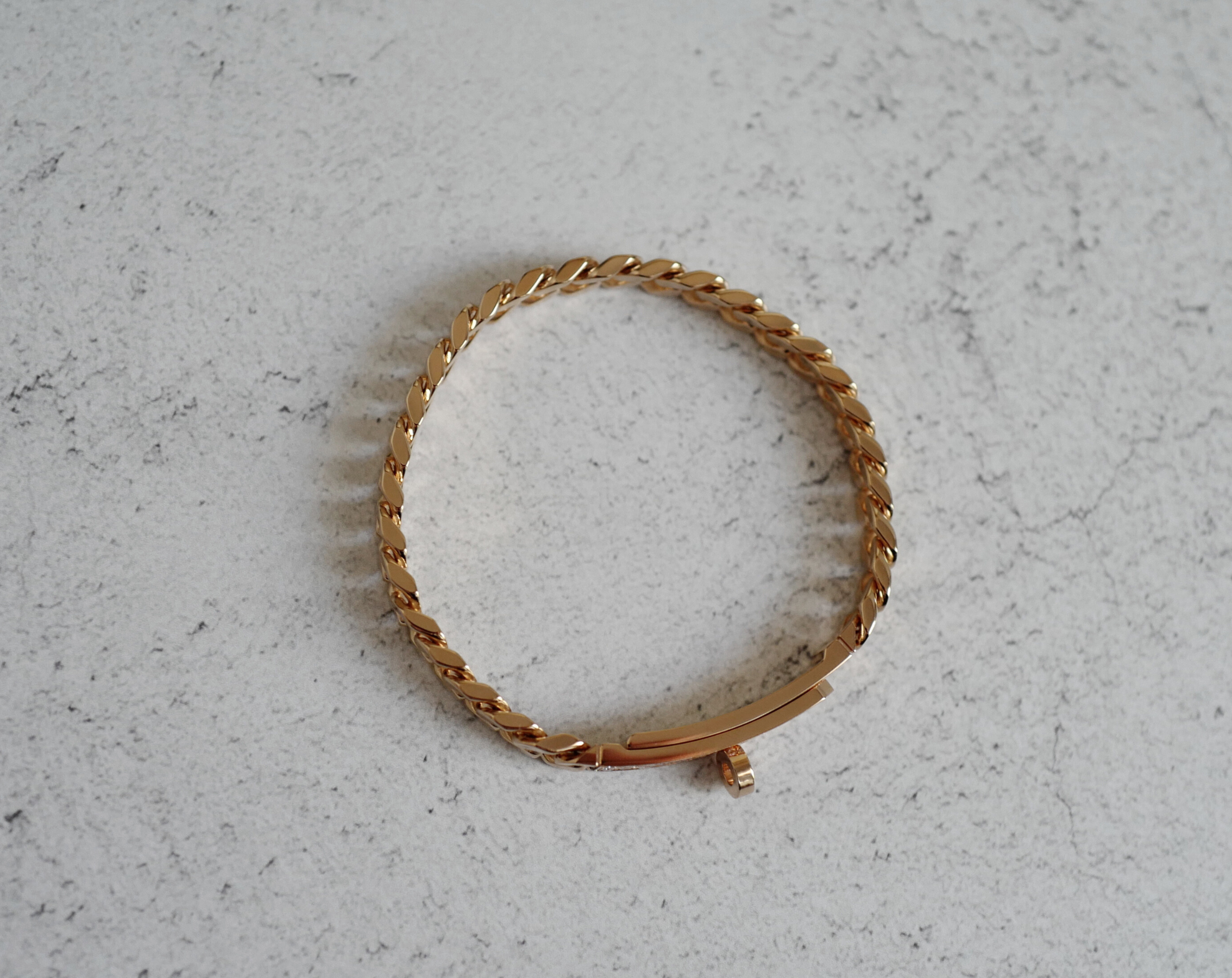 Hermes Kelly Gourmette Bracelet Rose Gold 750 Diamond 0.90ct ST