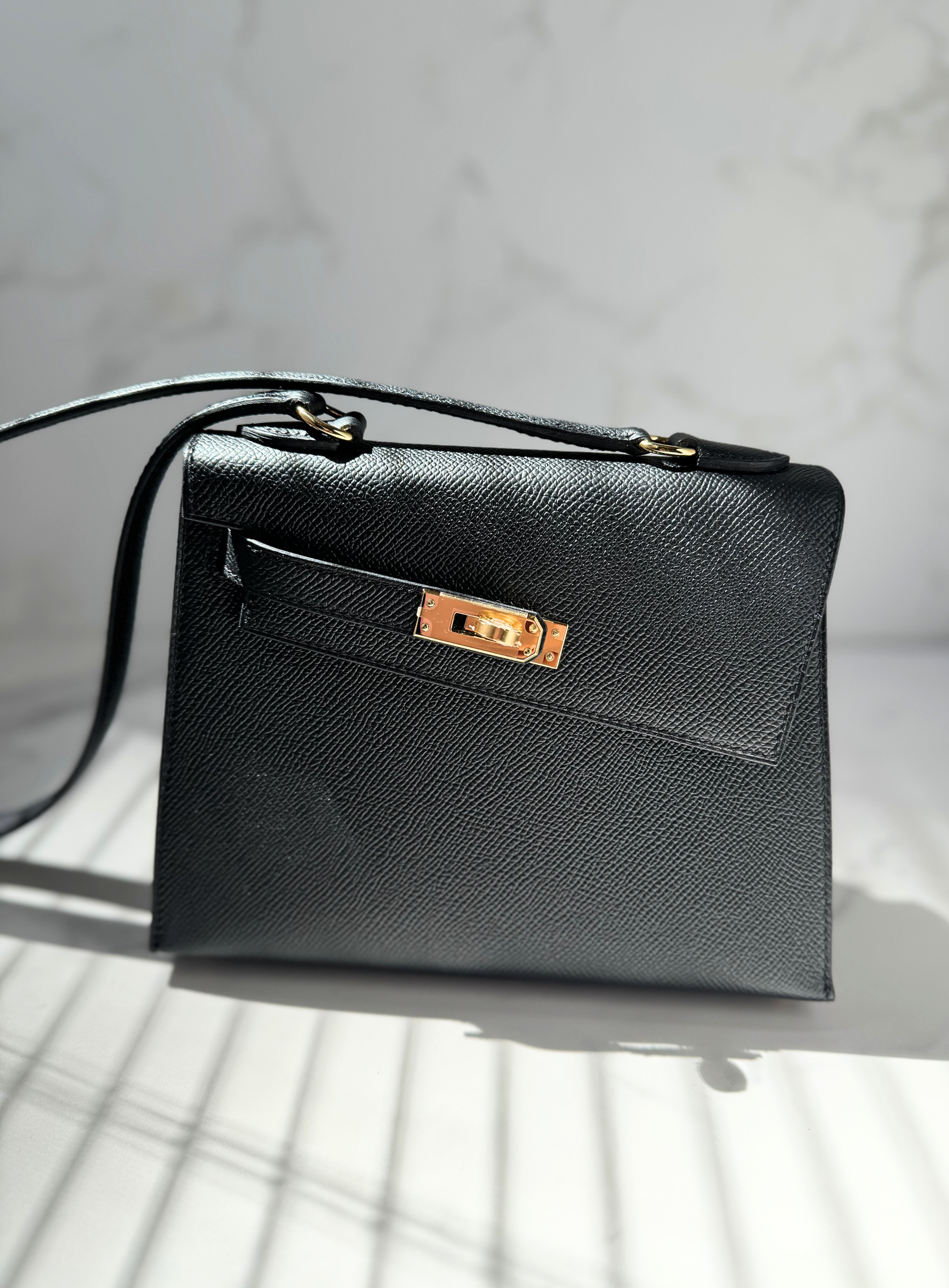 BNIB Hermès Kelly Désordre Black Epsom Leather with Gold Hardware