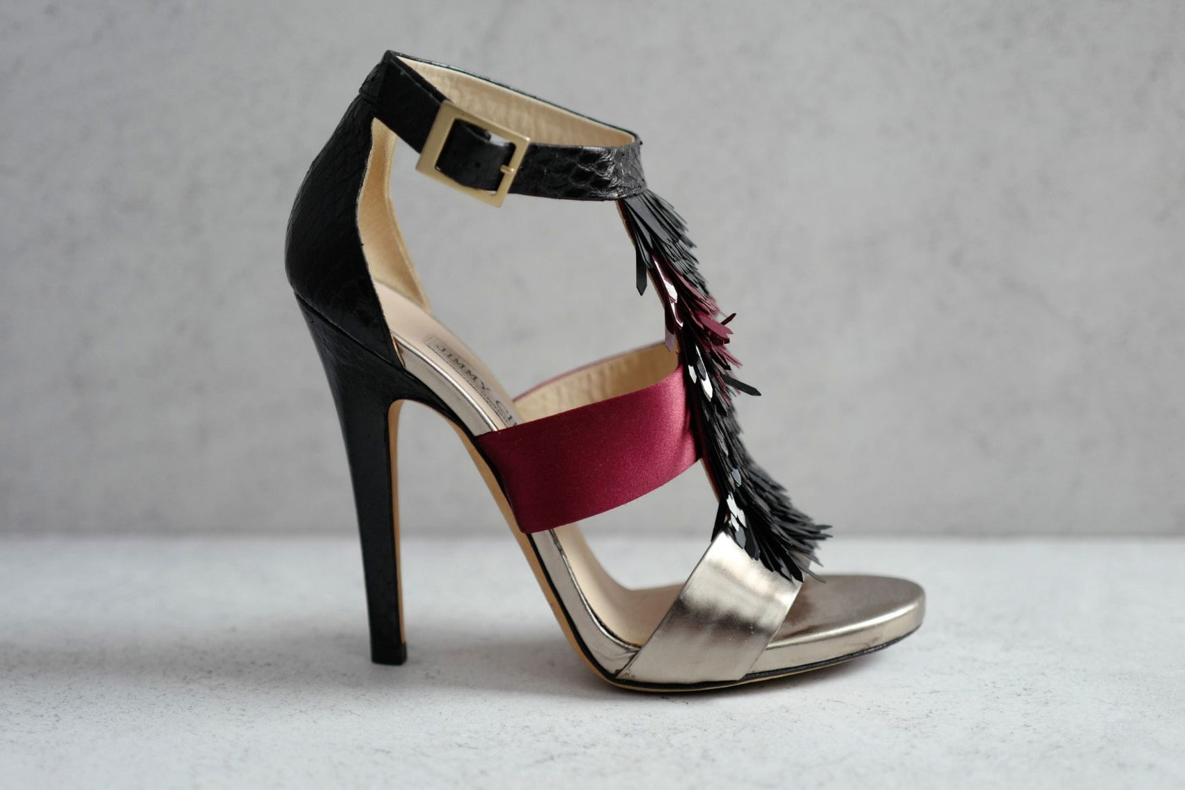 Preloved Jimmy Choo Heels Fedora Razor Sequins size 36.5