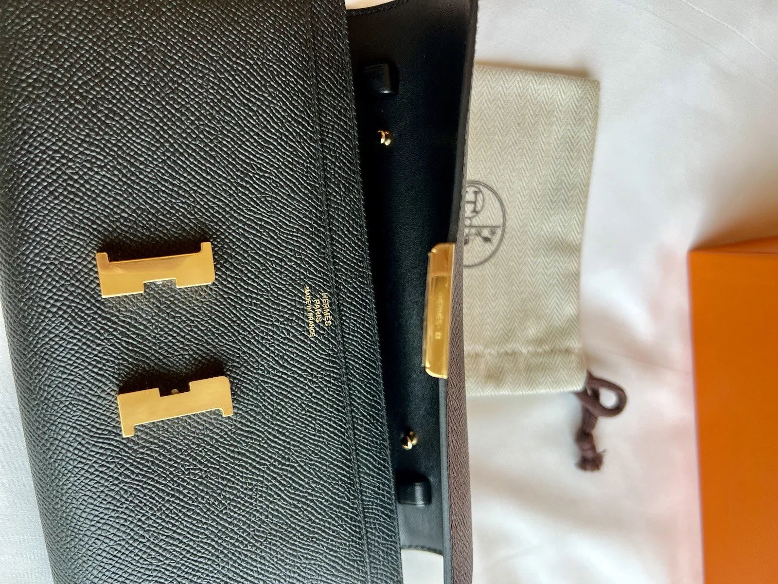 Hermes Constance To Go Wallet in Noir Black Epsom Gold Hardware 2023 Complete