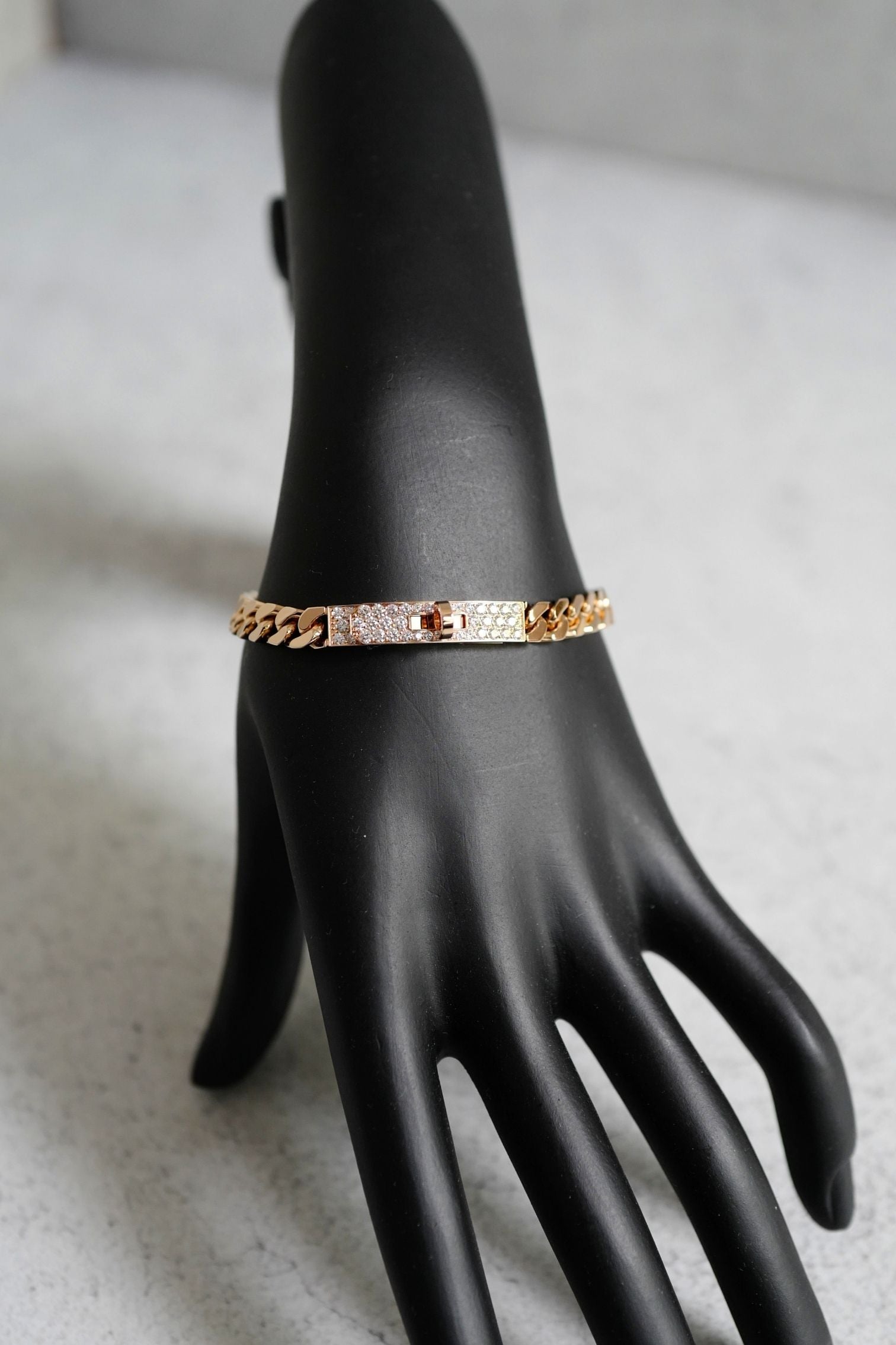 Hermès Kelly Gourmette Bracelet SH Small Model Rose Gold with 41 Diamonds