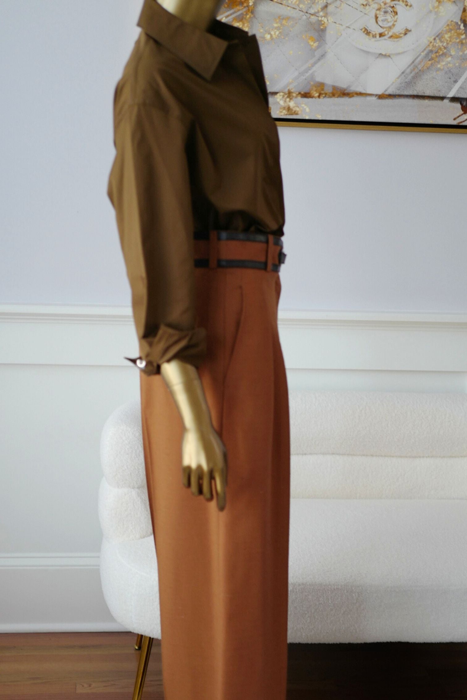 Hermès Women Shirt Marron Muschio Cotton Twill Size 36