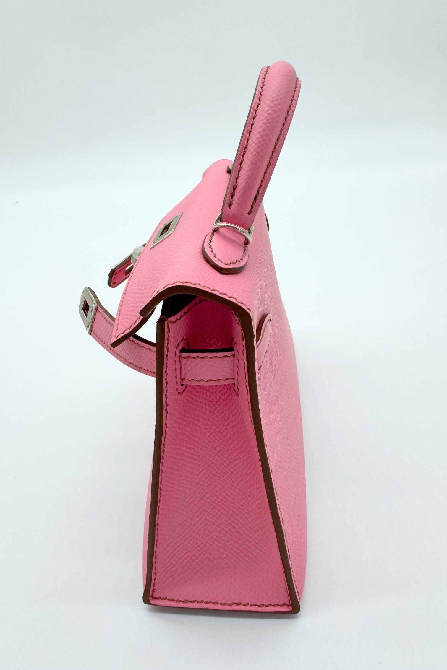 Hermes Mini Kelly 5P Bubblegum Pink Epsom Leather Palladium Hardware