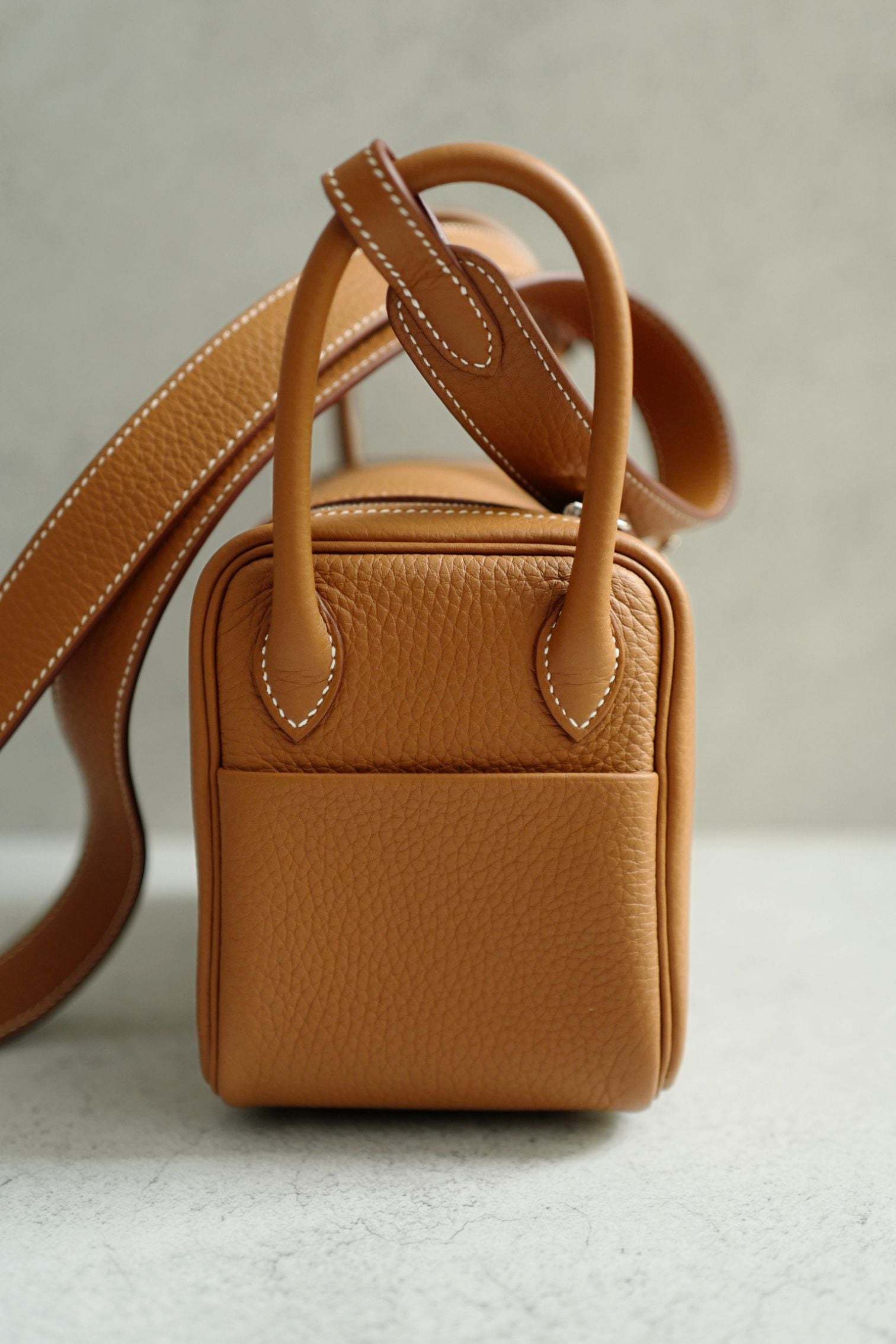 New Hermès Mini Lindy Gold Clemence Leather Palladium Hardware