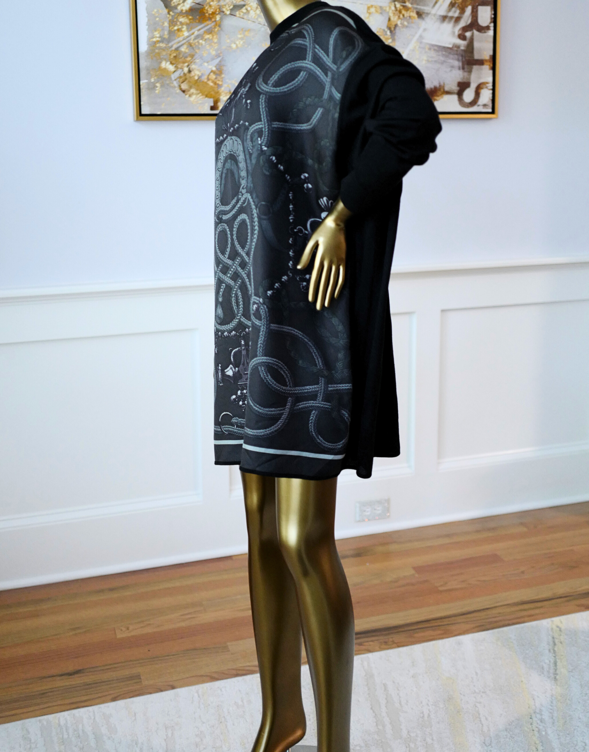 NEW Hermès "Palefroi Remix" Twillaine Tunic Short Dress Gris Charbon Size 36