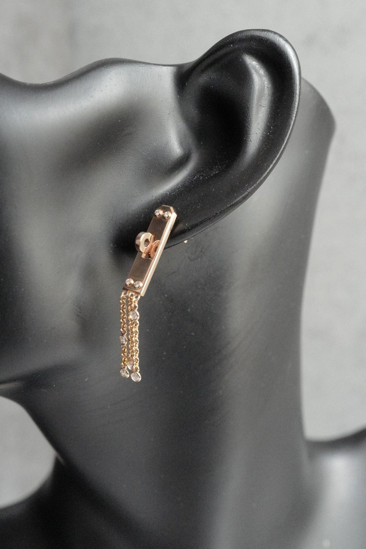 Hermès Kelly Gavroche Earrings Small Model 18K Rose Gold 18 Diamonds