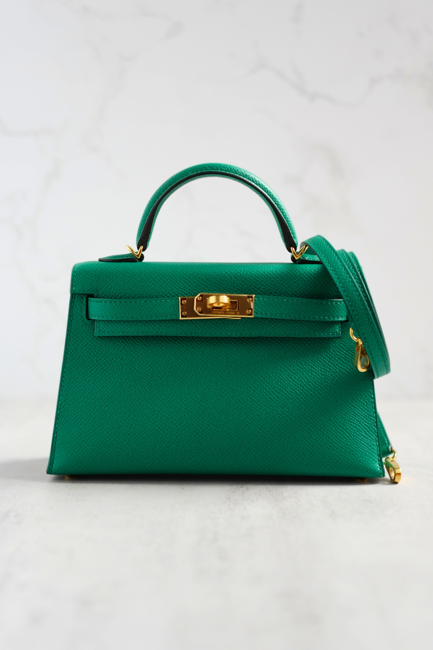 Hermès Mini Kelly 20 Vert Jade Epsom Leather Gold Hardware Z