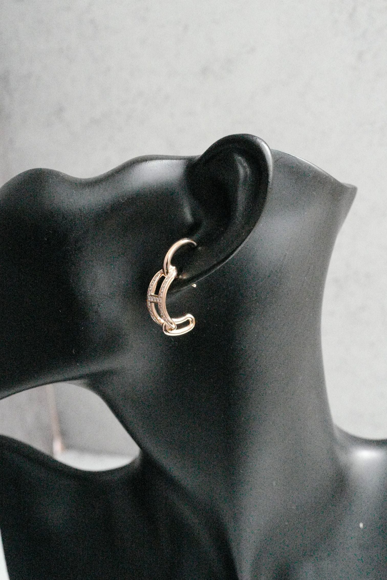 Hermès Adage Earrings 18K Rose Gold 62 Diamond Pavé