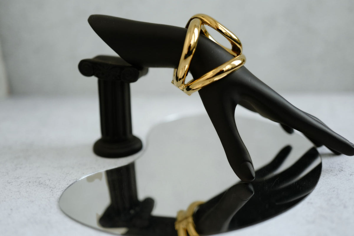 NEW Chanel 26K Cuff Bracelet Metal Gold Interlocking CC Logo
