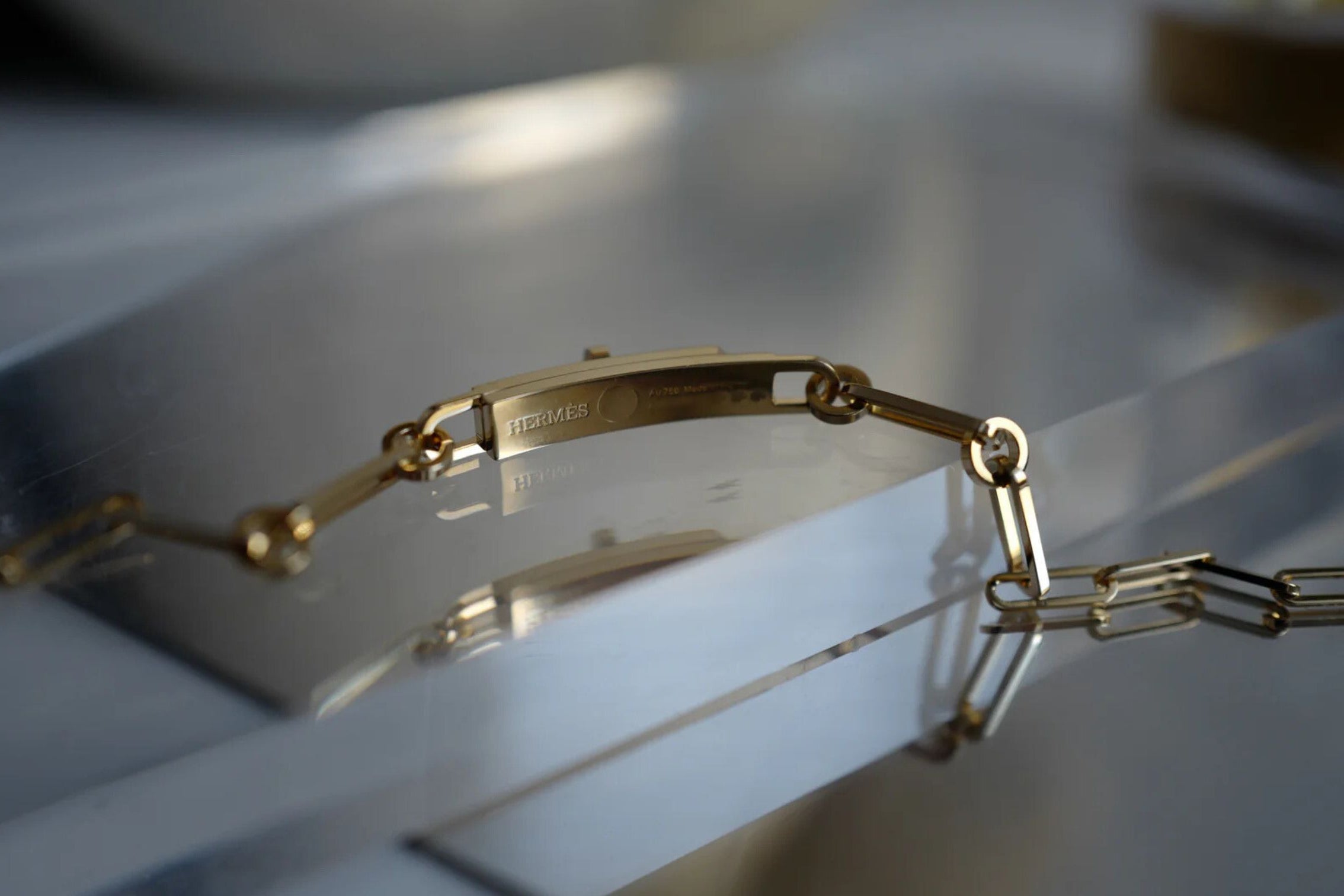 BNIB Hermes Kelly chaine Double Chain/Choker necklace diamonds Yellow Gold