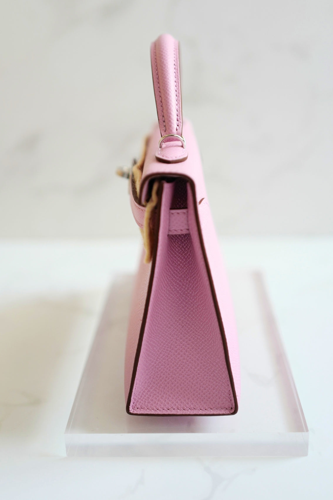 Hermès Mini Kelly Mauve Sylvestre Epsom Leather Palladium Hardware K Stamp