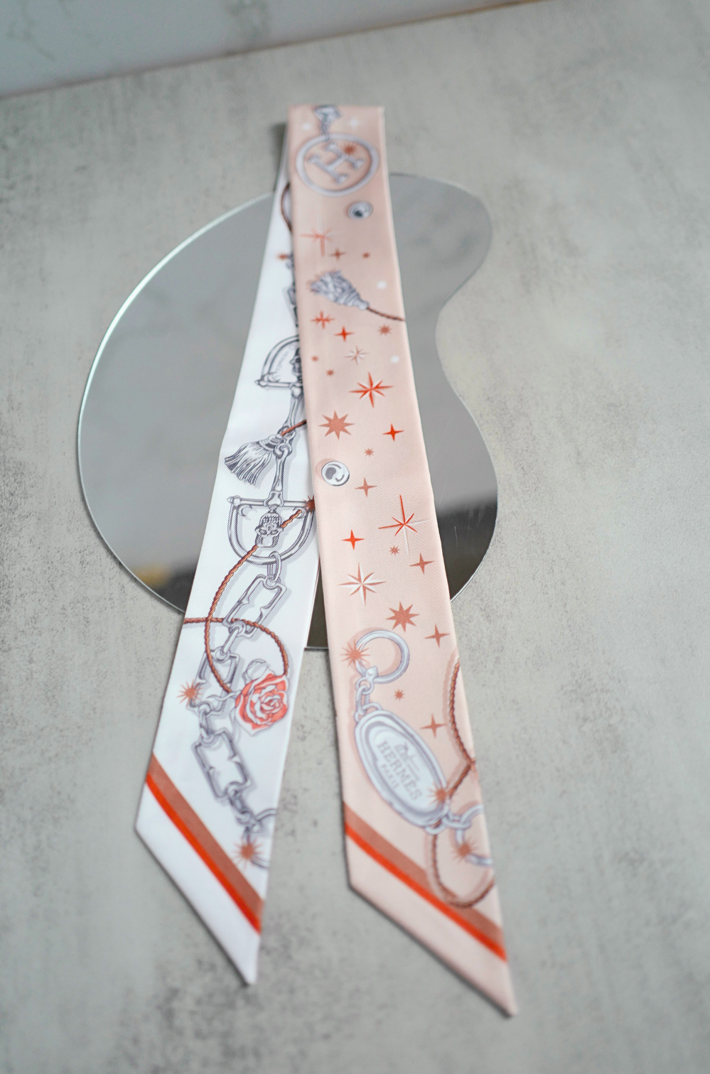 Hermès C’est La Fête Twilly Beige Rose / Caramel / Blanc