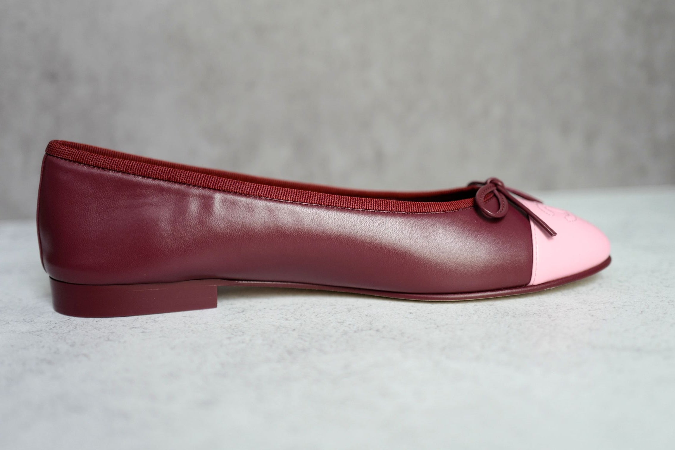 Chanel 26S Matthieu Blazy's Ballet Flats Burgundy Pink Lambskin Size 37C