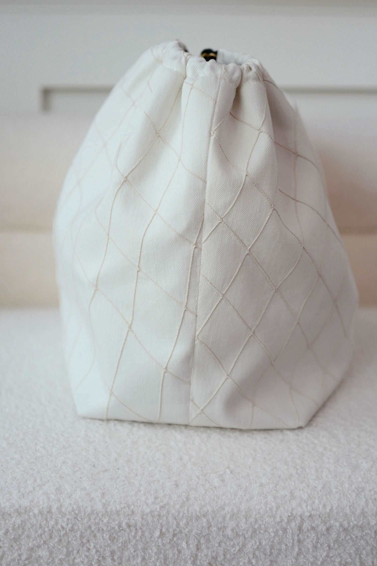 Chanel 26M Coco Beach Small Tote White Black Denim Calfskin Gold Hardware