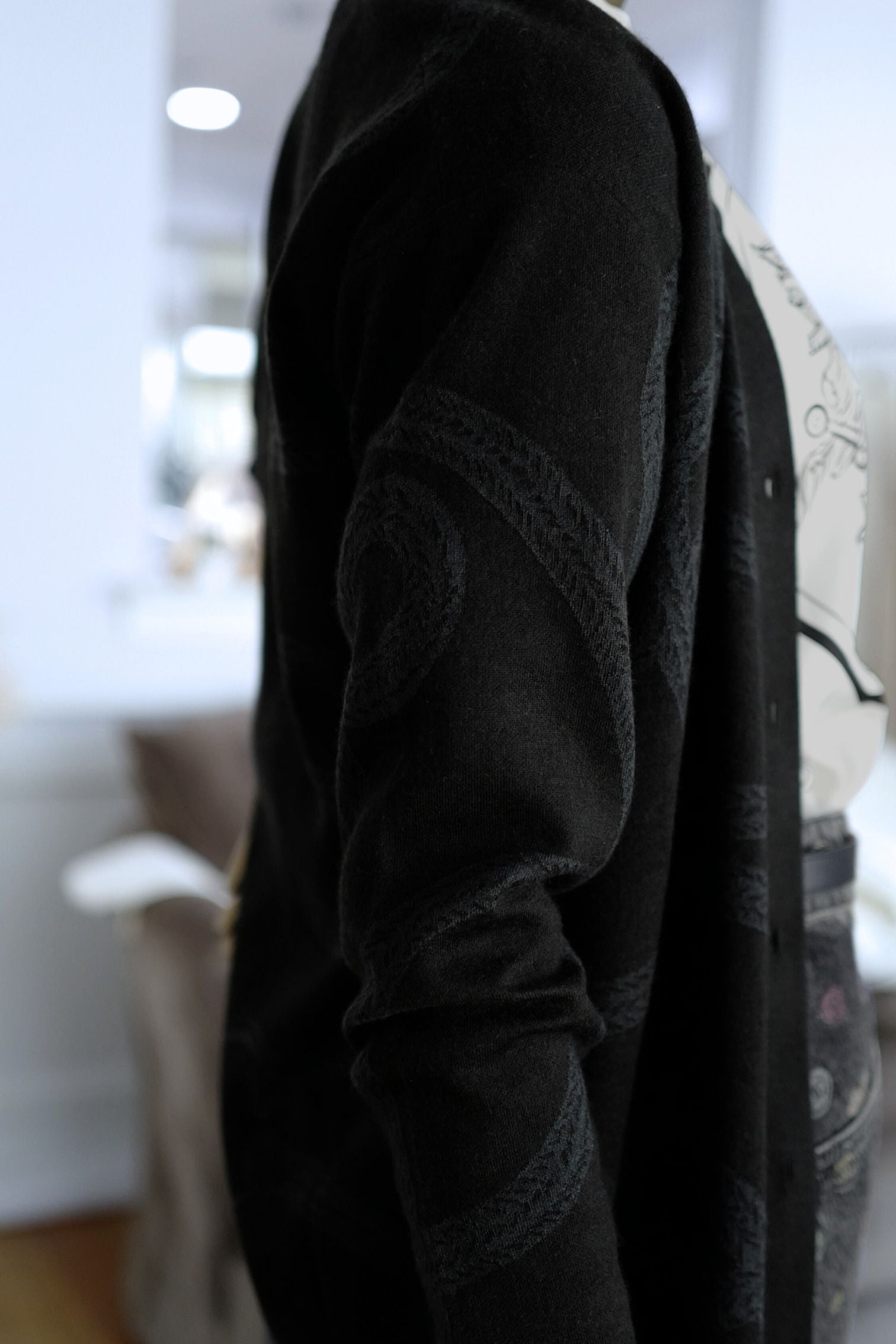 Hermès Palefroi Double Face Knit Cardigan Noir Cashmere Silk Size 36