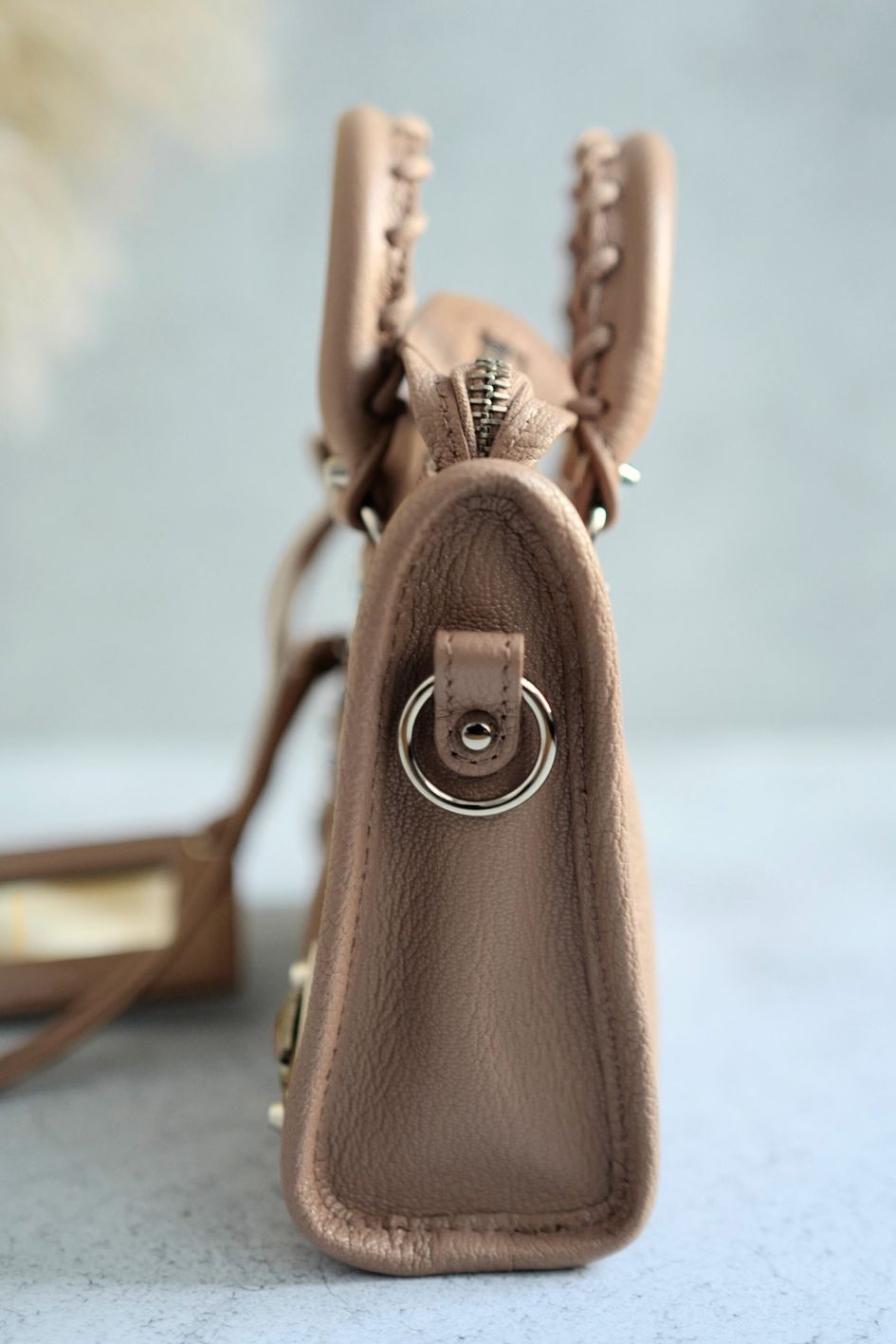 Balenciaga Nano City In Rose Sable Beige Nude Color With Metalic Edge