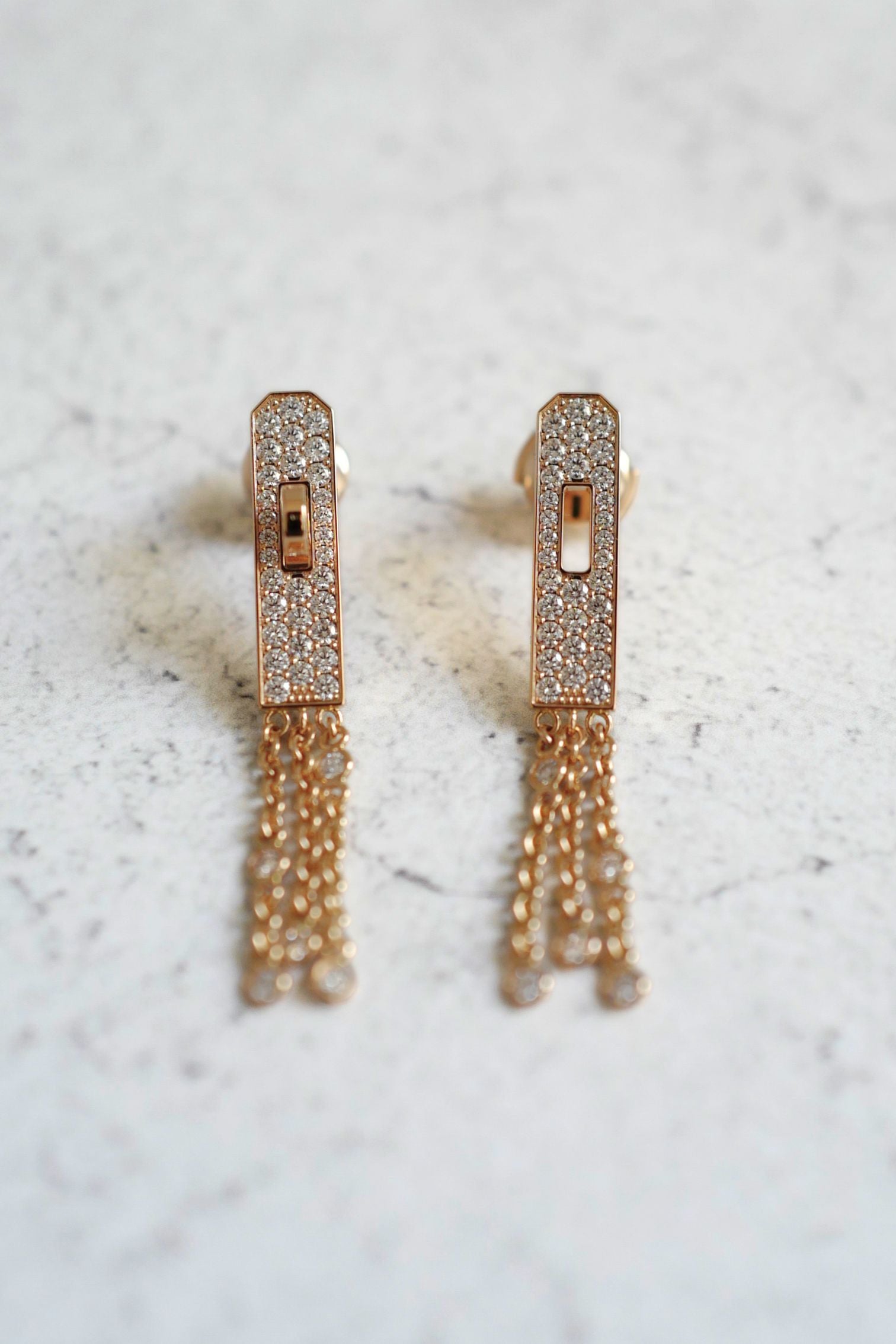 Hermès Kelly Gavroche Earrings 18K Rose Gold Diamond Small Model