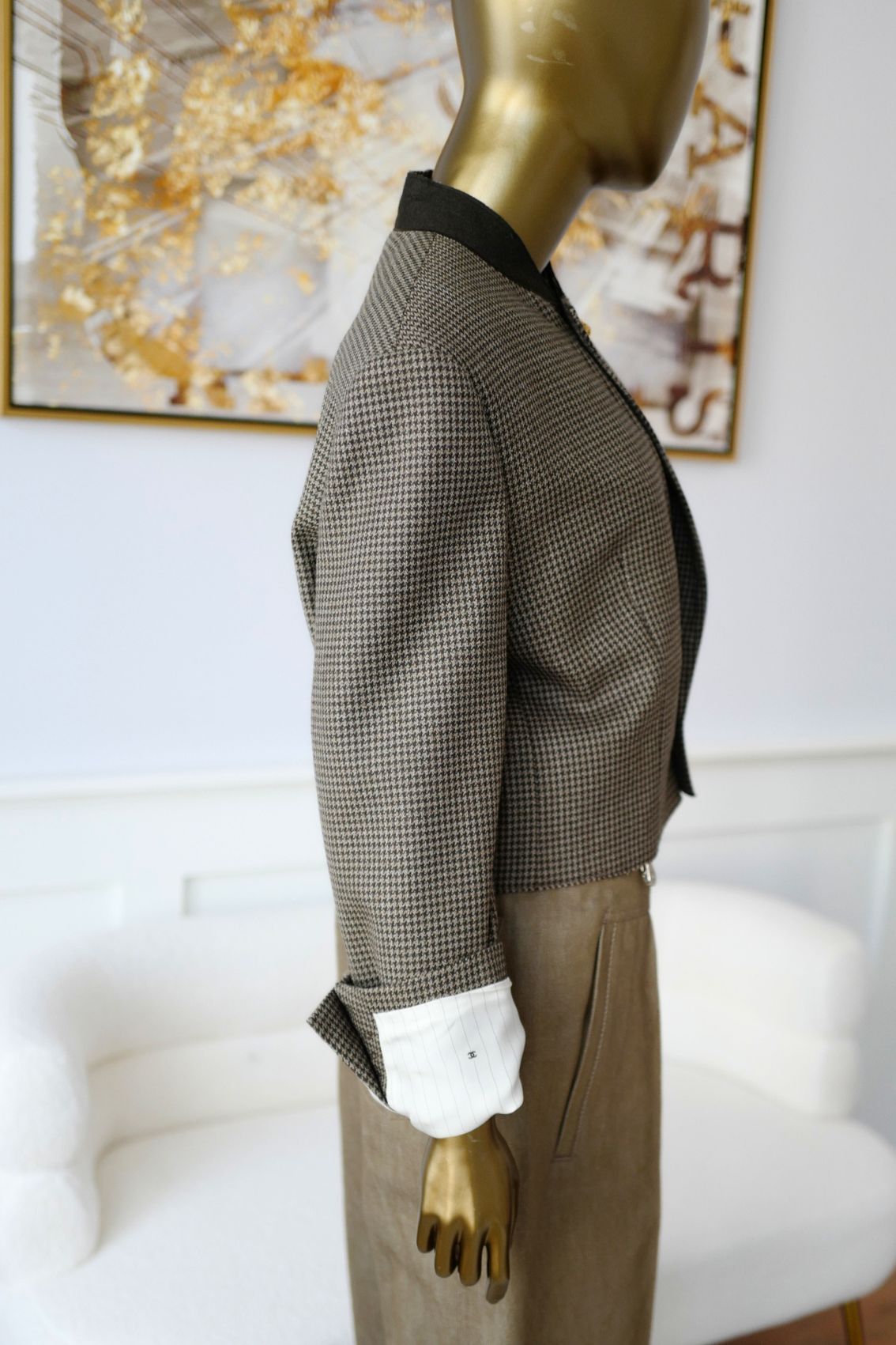 Chanel 26S spring summer Matthieu Blazy Jacket Brown Ecru/Wool size 36