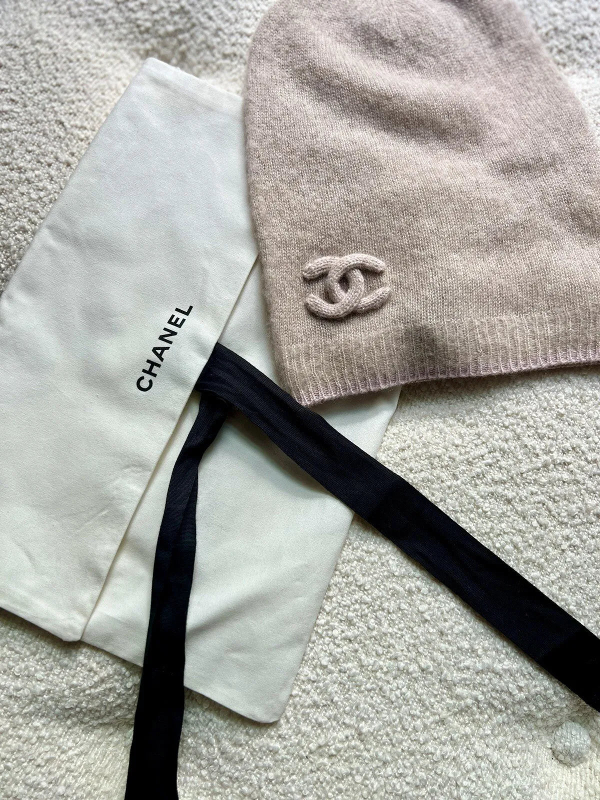 Chanel Beanie Cashmere 24C In Grey/pink CC Logo All Size NEW