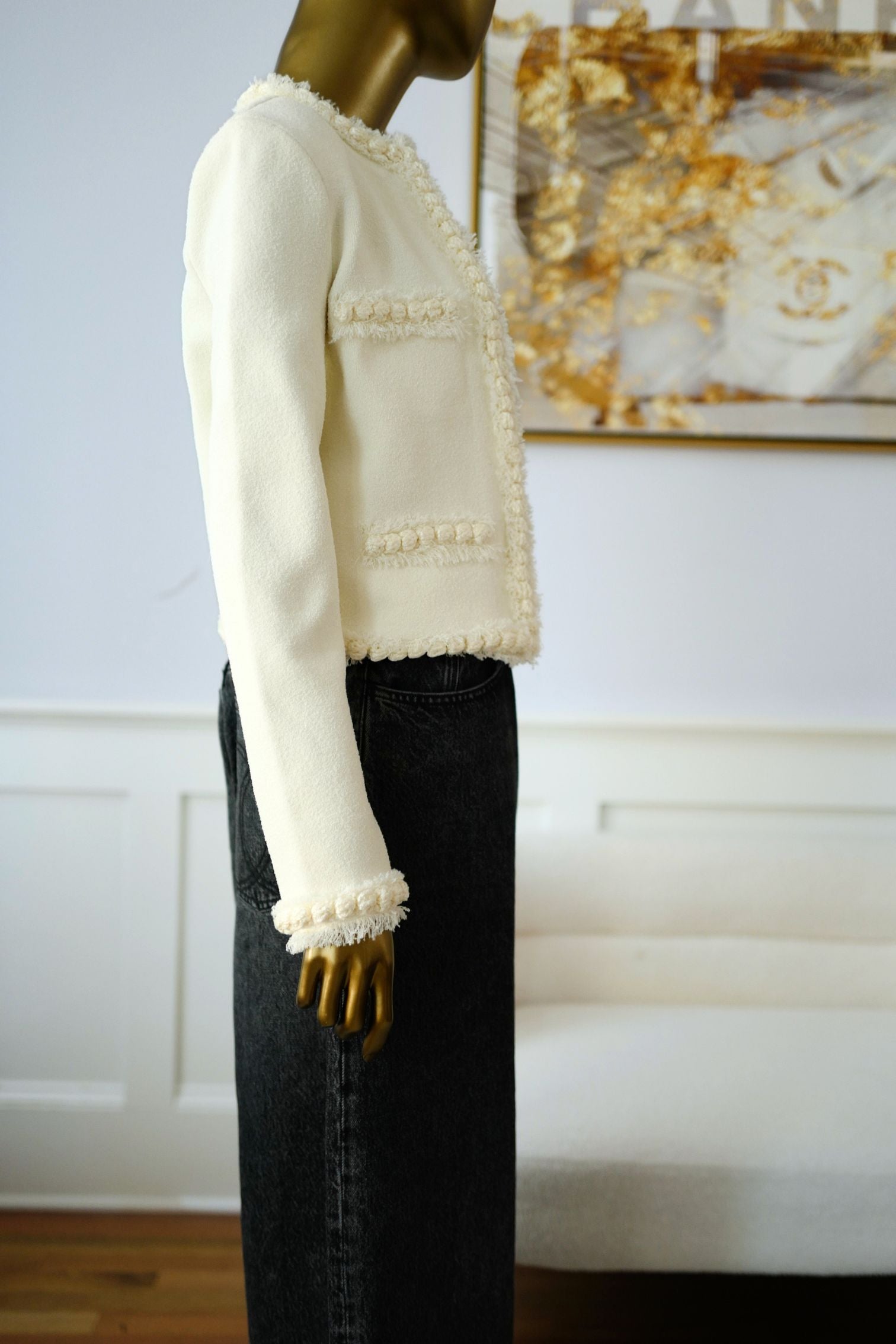 NEW Chanel Métiers d’art 2026 Collection Jacket Ivory in Silk Size 36