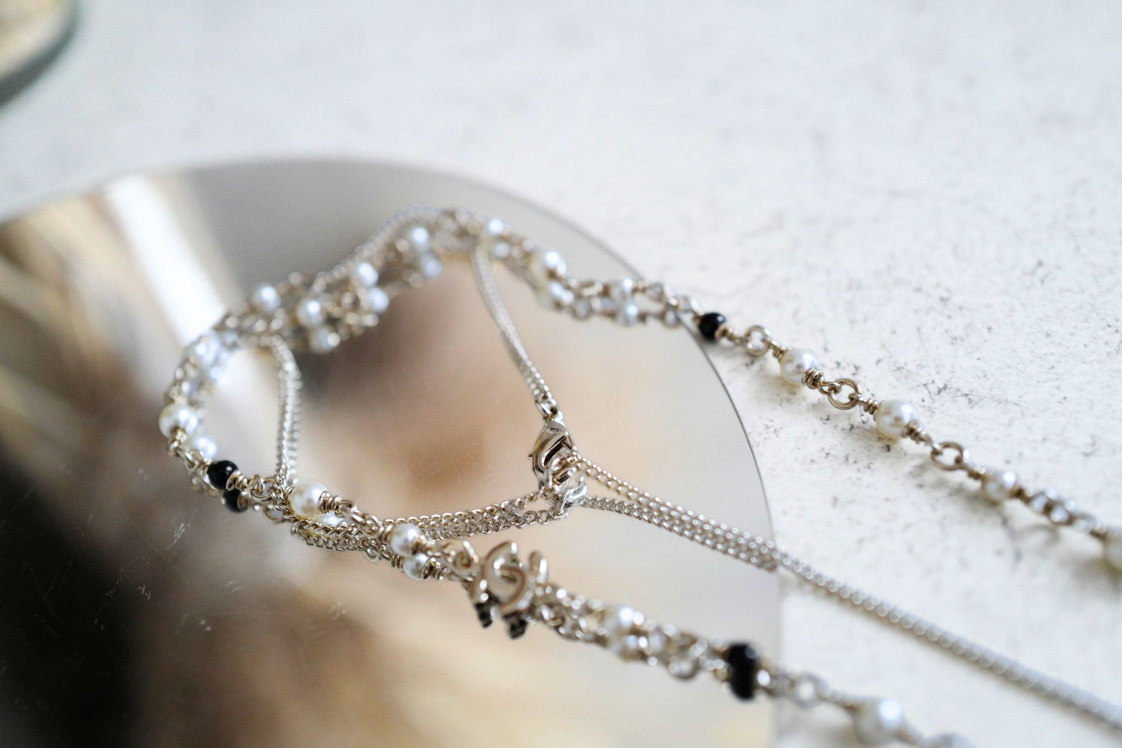 Chanel CC Deer Long Pendant Necklace Gold and Faux Pearl