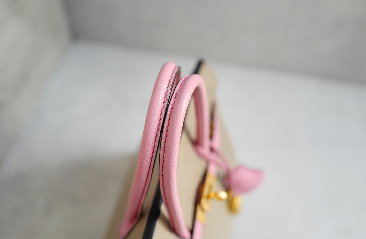 Hermes Birkin 25 HSS Gris Tortuelle / 5P Bubblegum Pink Chevre Brushed Gold HW