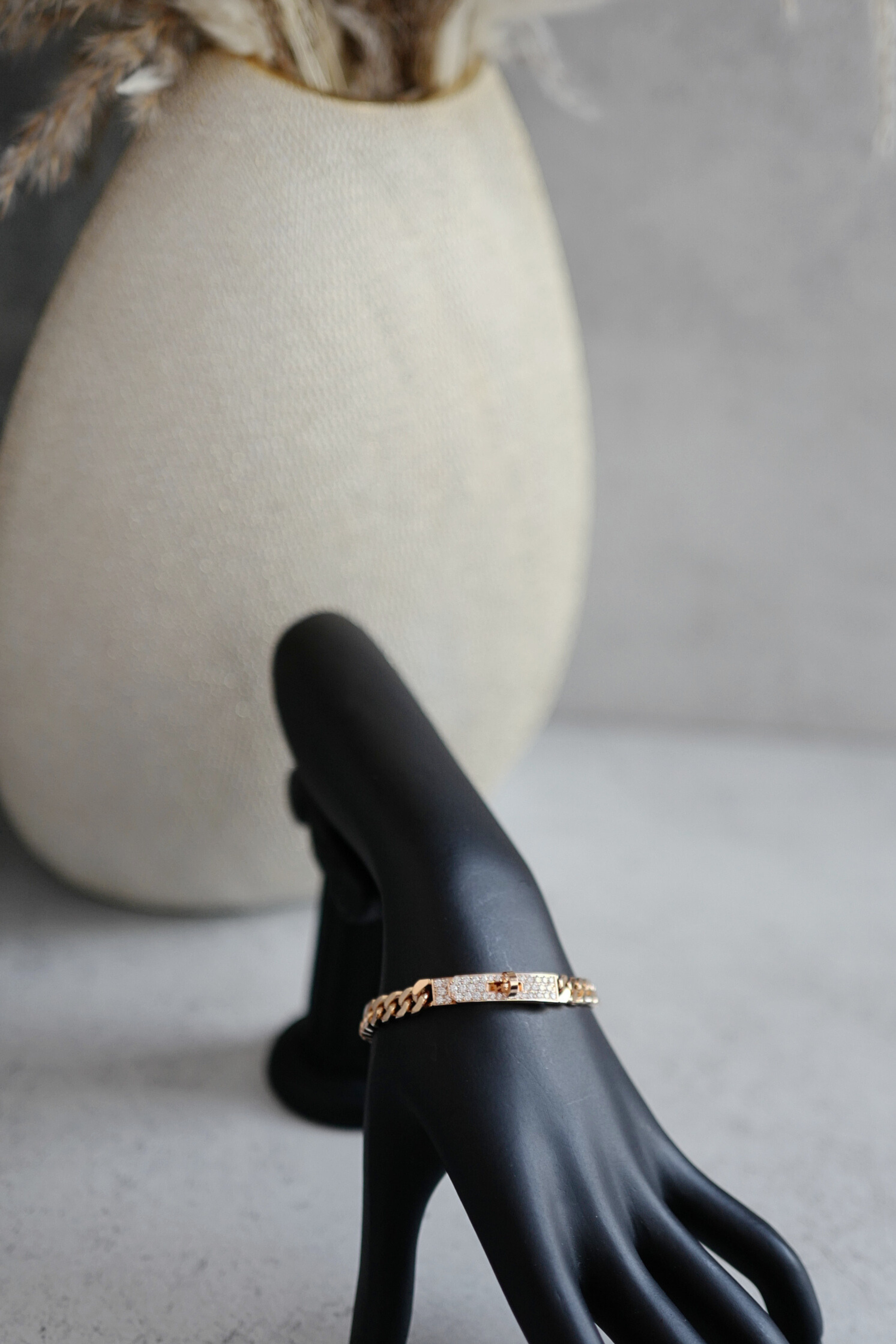 Hermes Kelly Gourmette Bracelet Rose Gold 750 Diamond 0.90ct ST