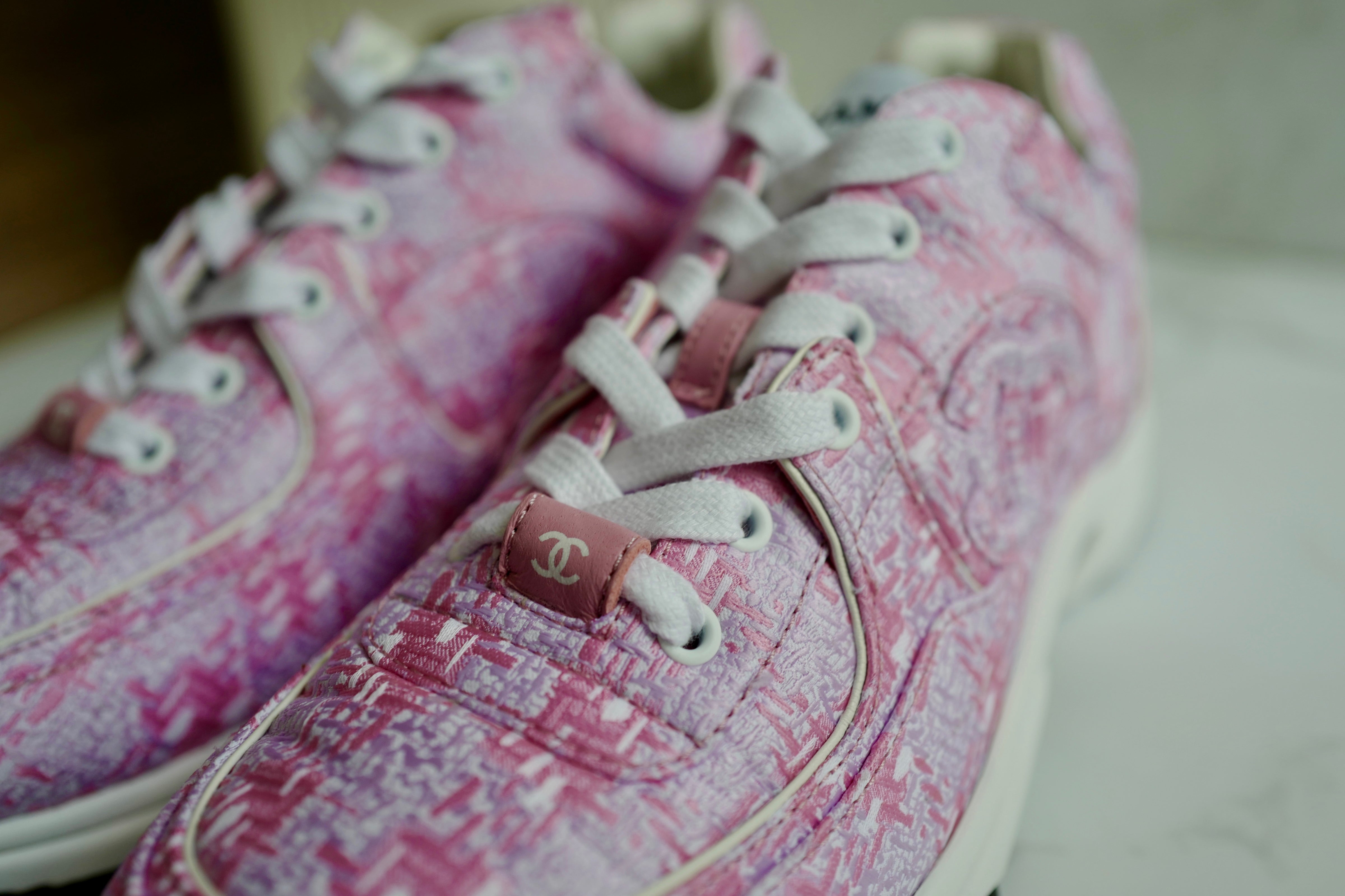 BNIB Chanel 24 Interlocking CC Logo Tweed Chunky Sneakers