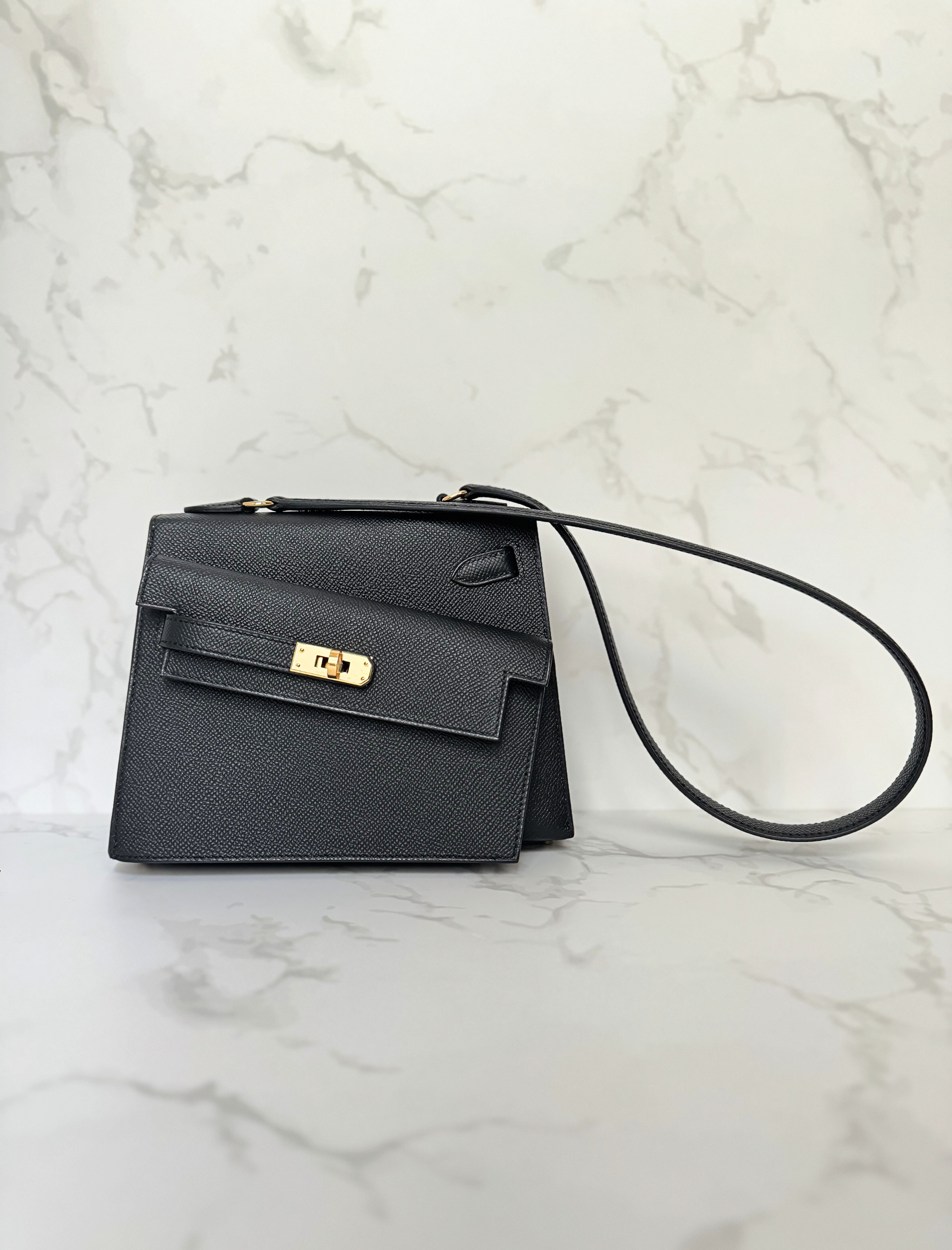 BNIB Hermès Kelly Désordre Black Epsom Leather with Gold Hardware