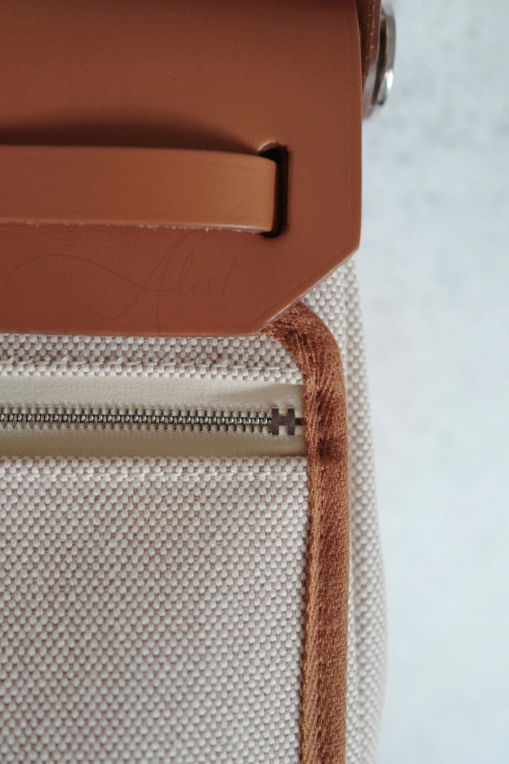 BNIB Hermes Mini Herbag Fauve/Ecru with Palladium Hardware