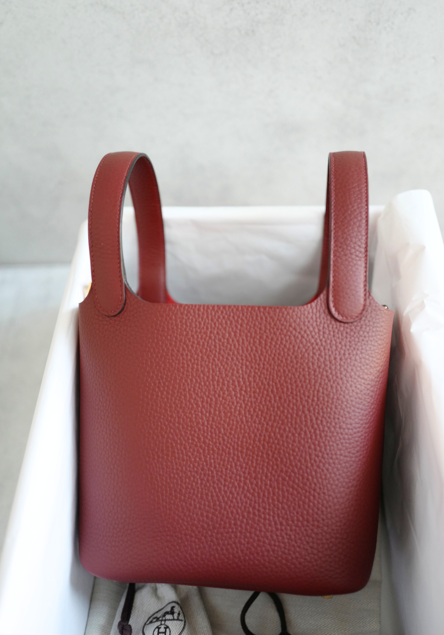 BNIB Hermès Picotin 18 Bag Rouge H  Clemence Leather with Gold Hardware