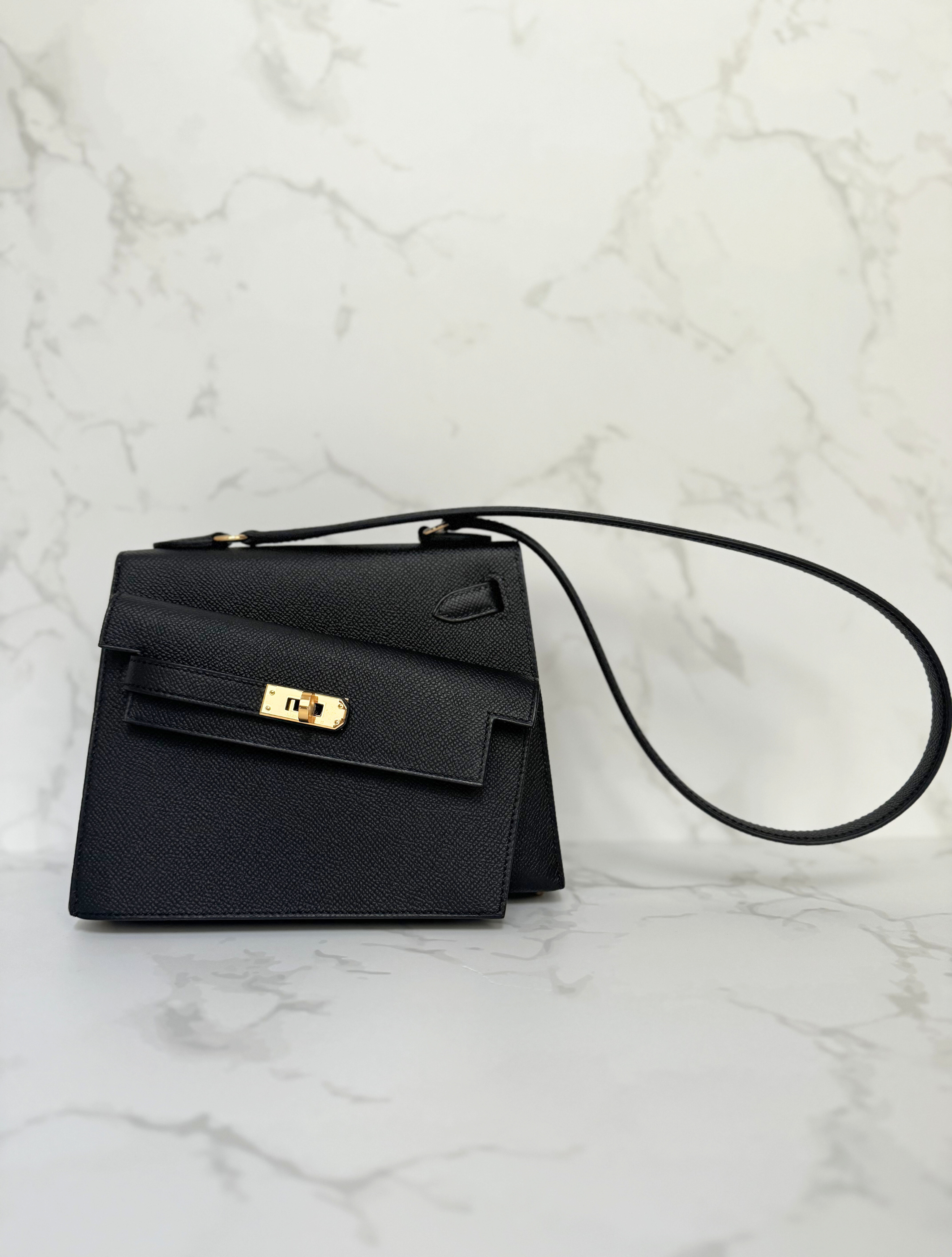 BNIB Hermès Kelly Désordre Black Epsom Leather with Gold Hardware