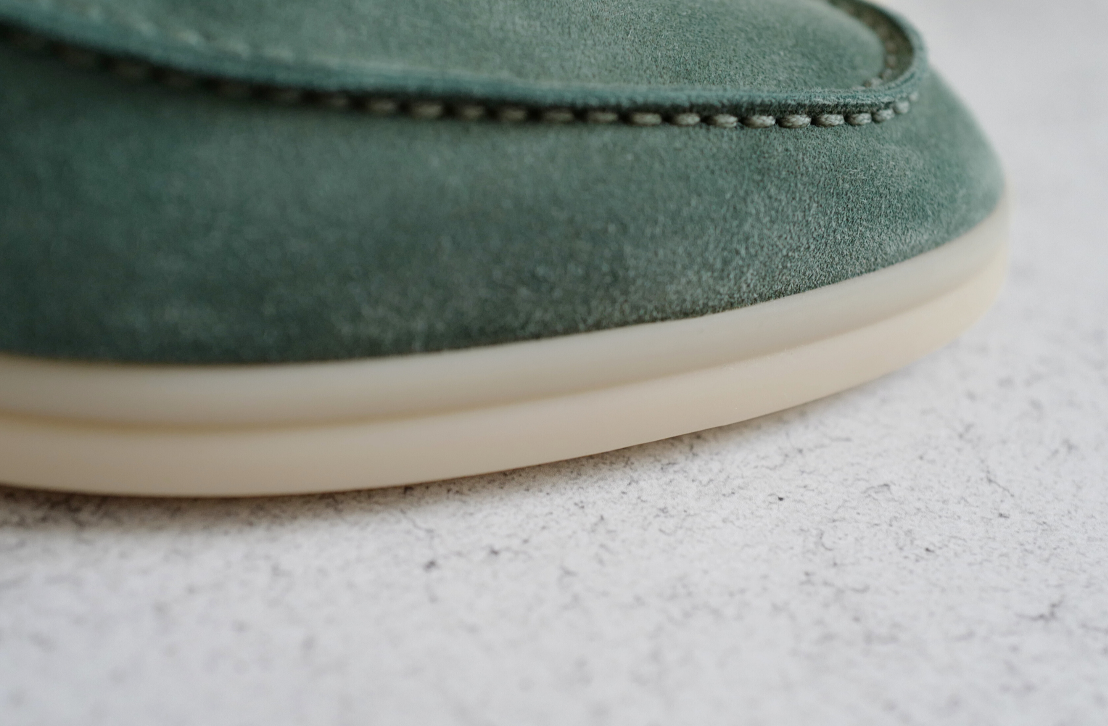 Loro Piana Summer Charms Walk Suede Loafers Green Lagoon Alligator Detail Size 36.5