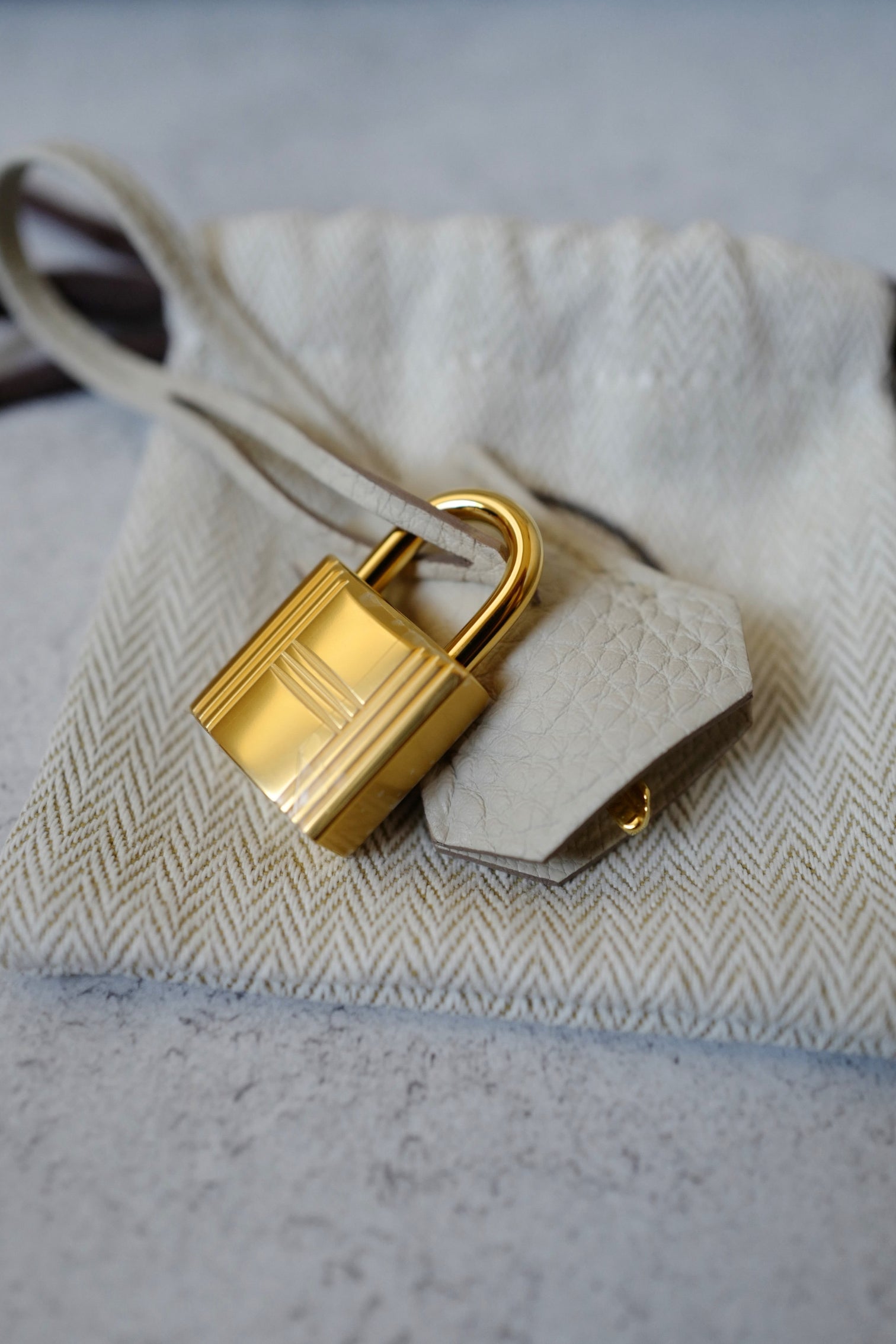 BNIB Hermès Birkin 25 Bag Beton Veau Togo Leather with Gold Hardware K