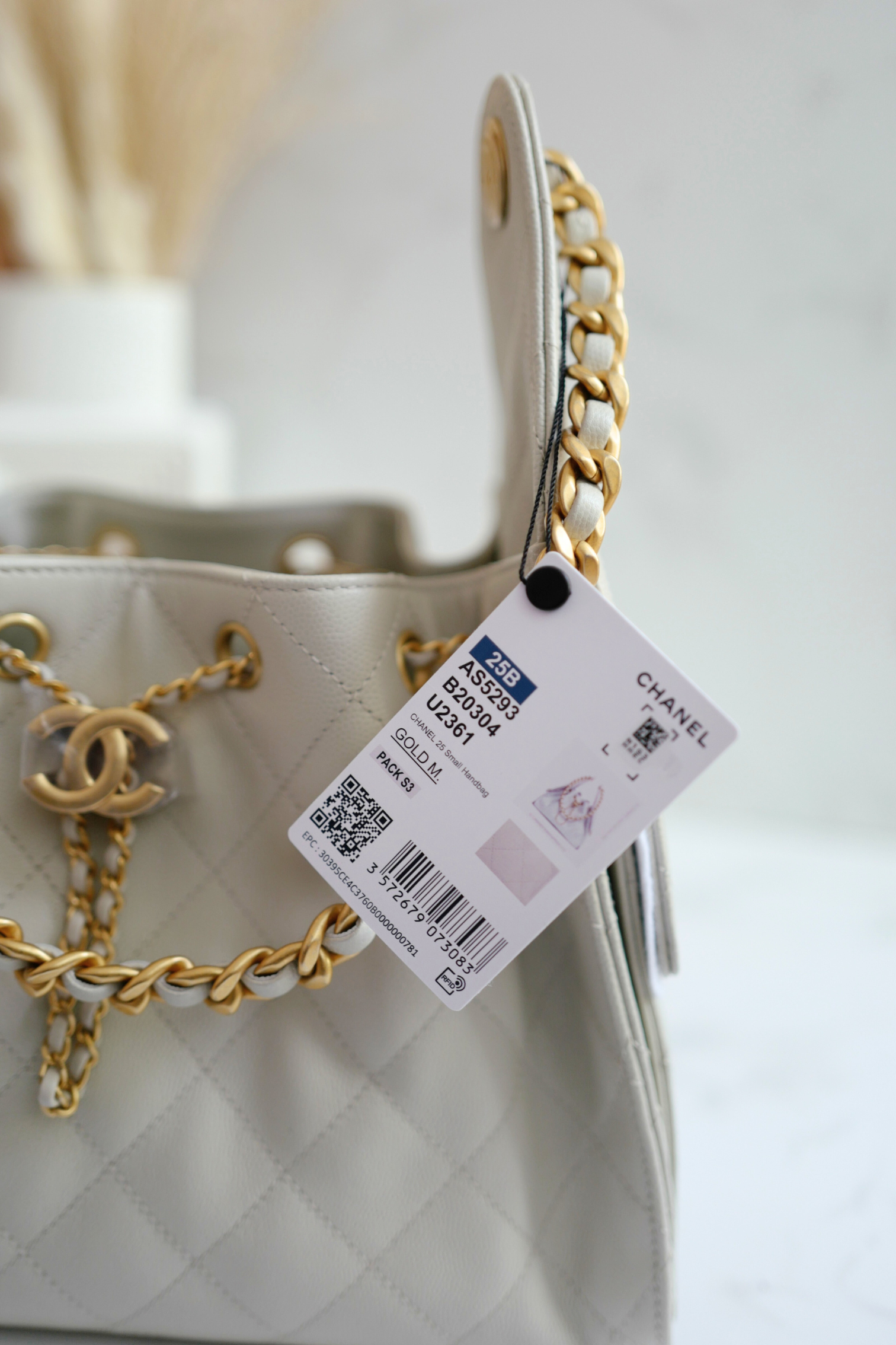 NEW CHANEL 2025 25B Small Hobo Bag Grained Calfskin Light Grey GHW