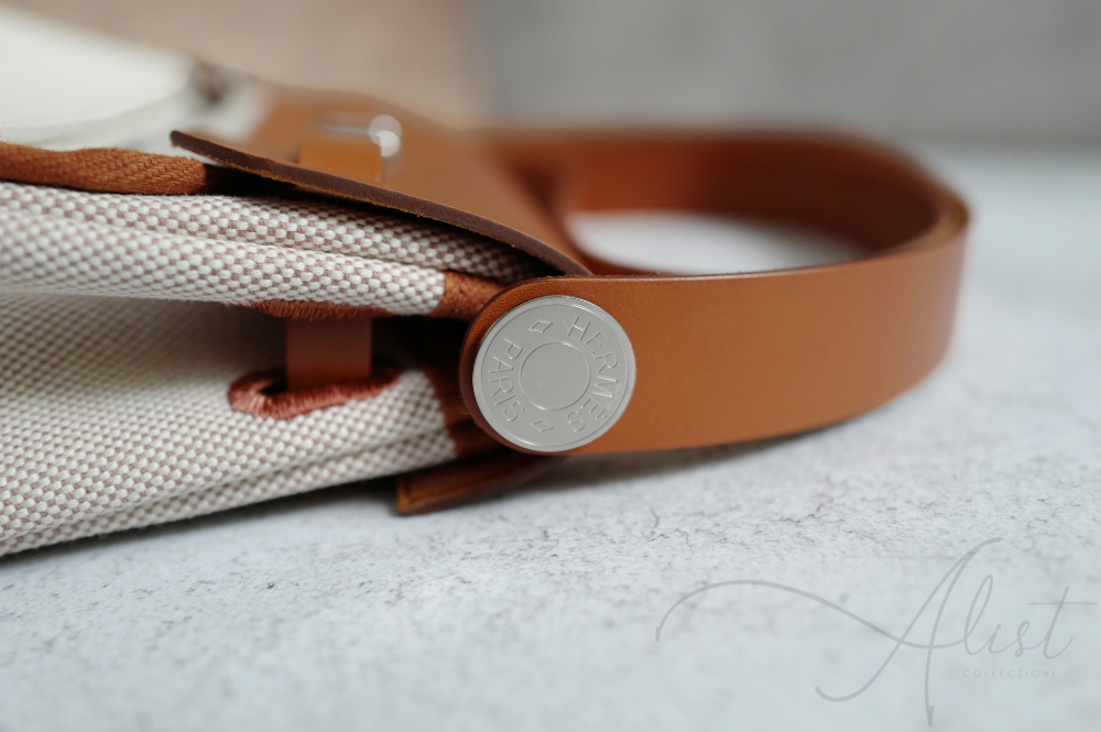 BNIB Hermes Mini Herbag Fauve/Ecru with Palladium Hardware