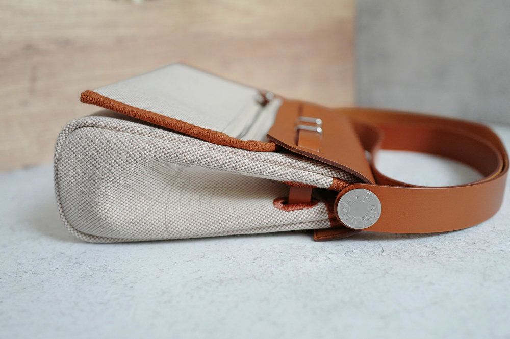 BNIB Hermes Mini Herbag Fauve/Ecru with Palladium Hardware