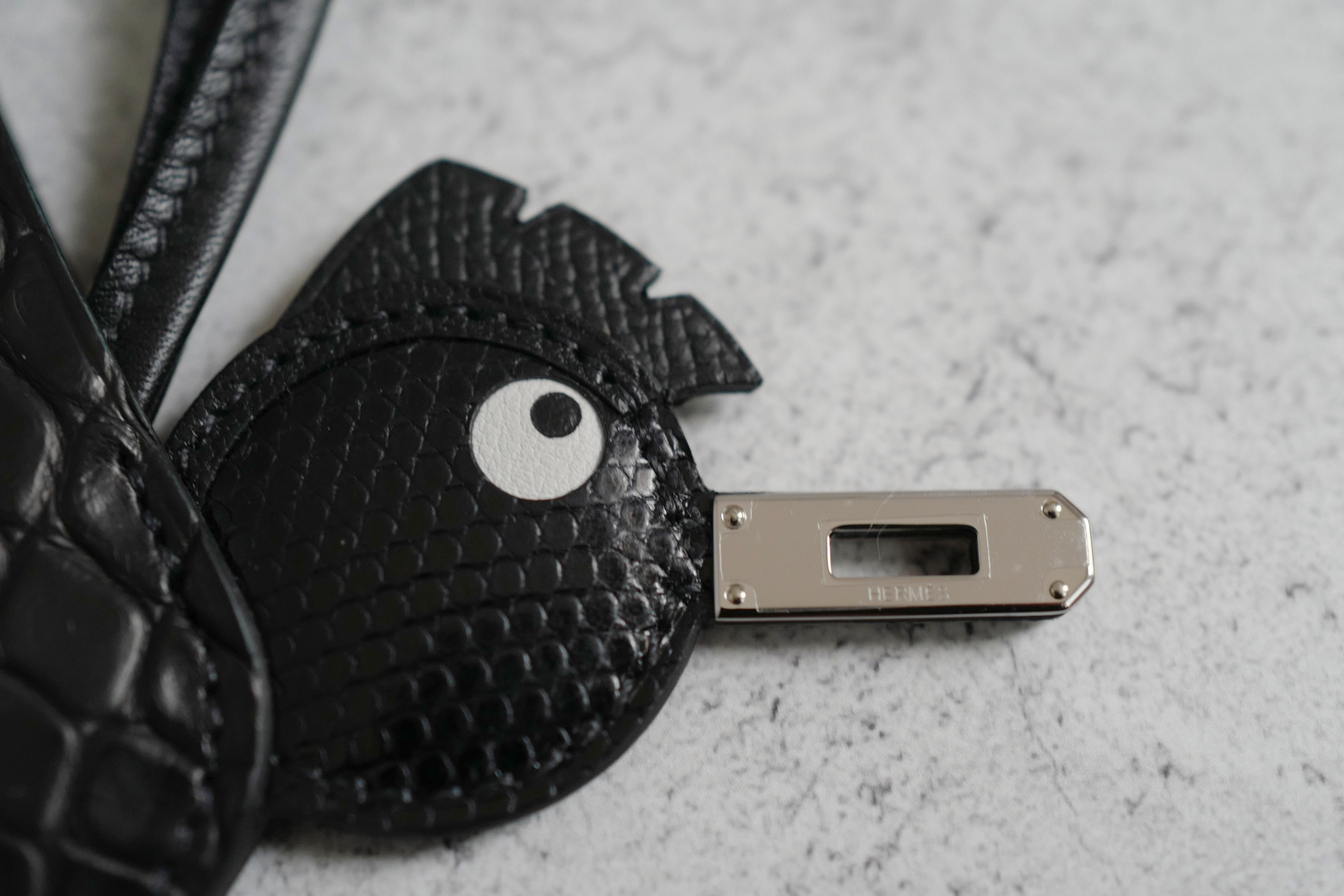 Hermès Birdy Charm Noir Alligator/Lizard/Epsom Calfskin Palladium Hardware