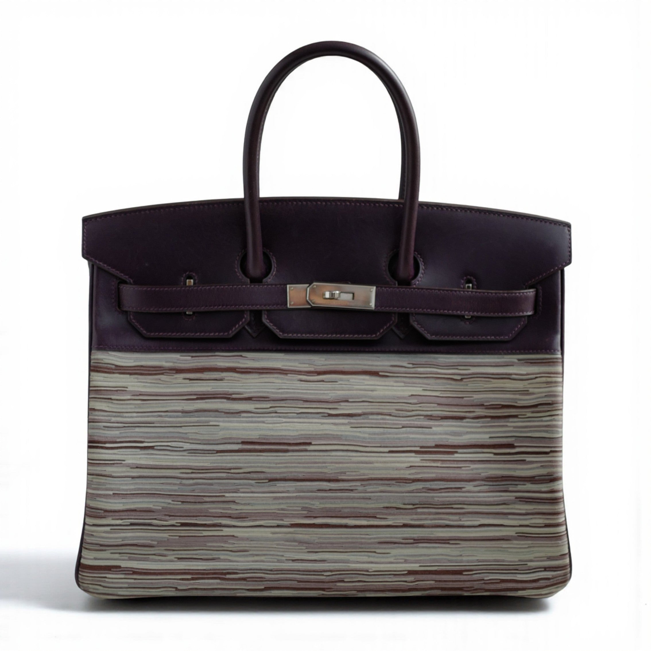 Preowned Hermes Birkin 35 Vibrato Raisin With Palladium HW Limited Edition
