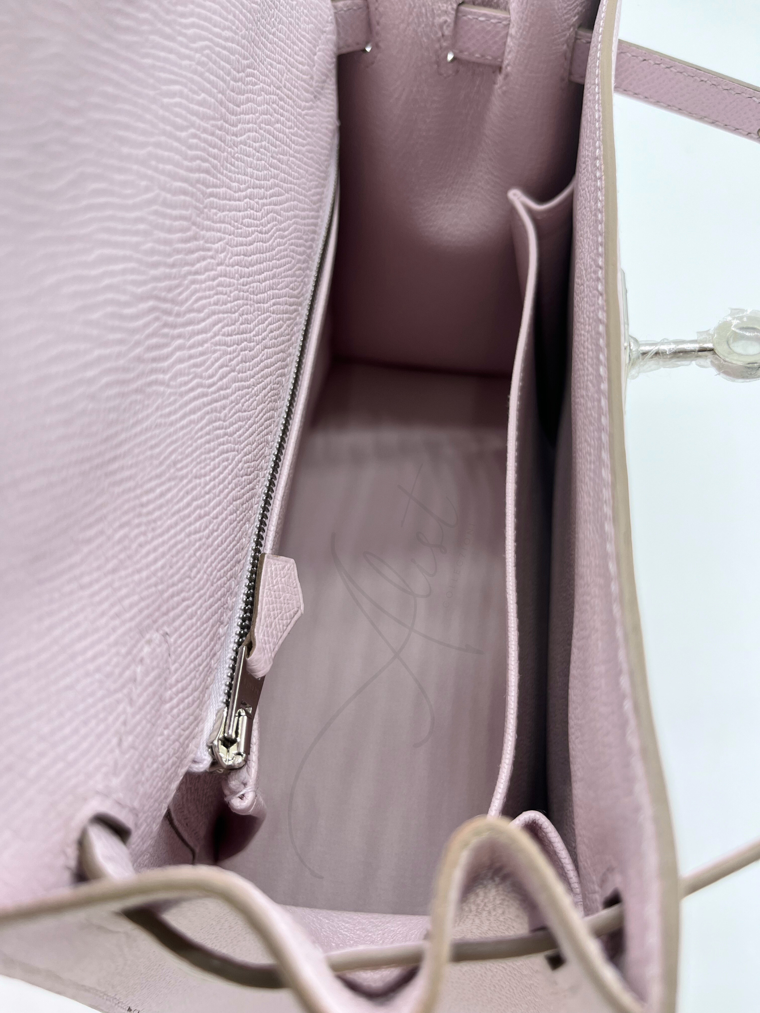 BNIB Hermes Kelly 25 Mauve pale Pink Epsom Sellier Palladium HW 2024