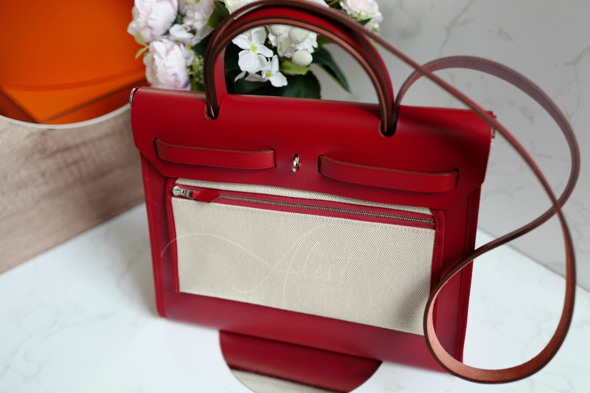 BNIB Hermes Herbag Zip 31 Berline Rouge Piment Waterproof