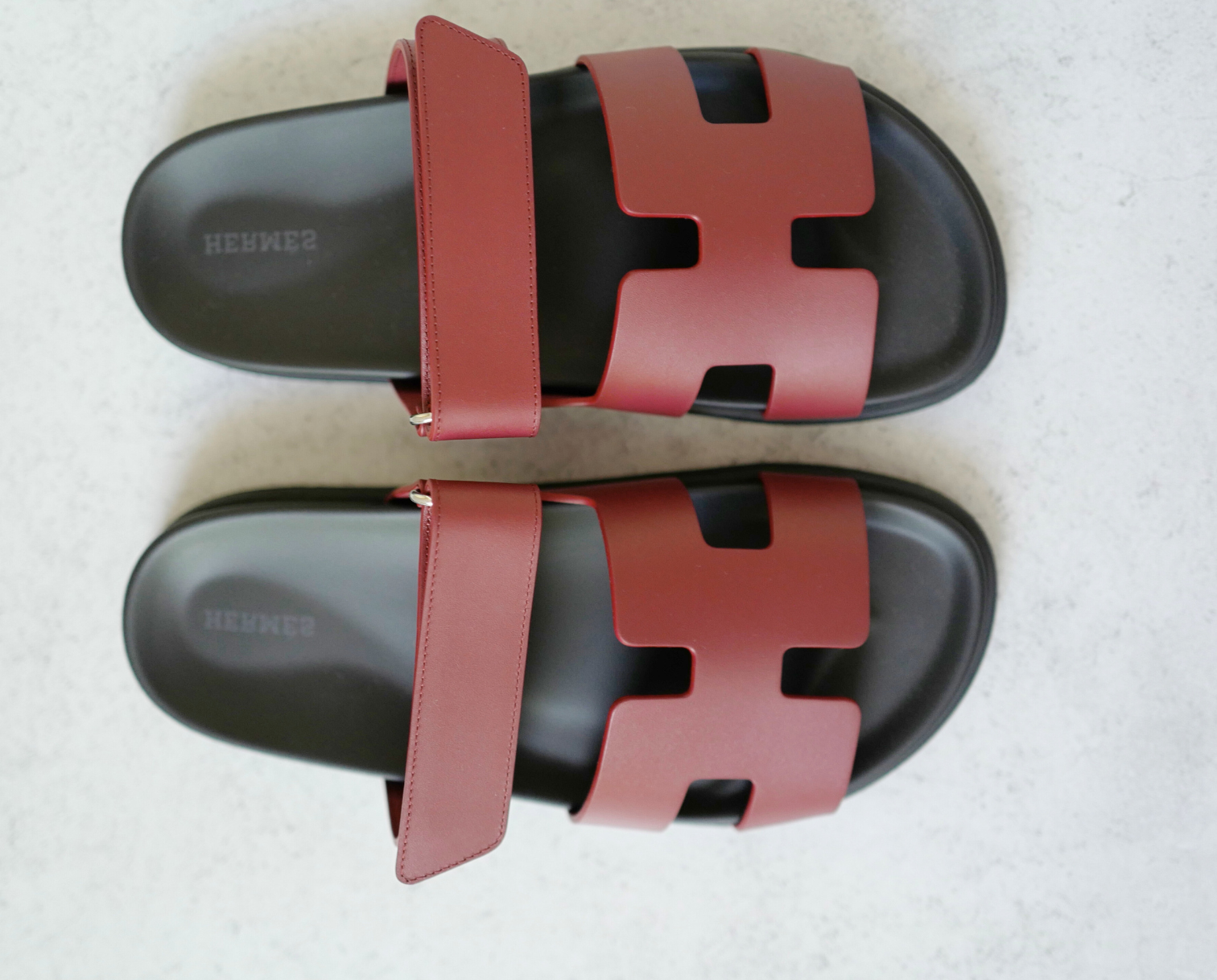 BNIB Hermès Chypre Sandals Rouge H Calfskin Leather Size 38.5