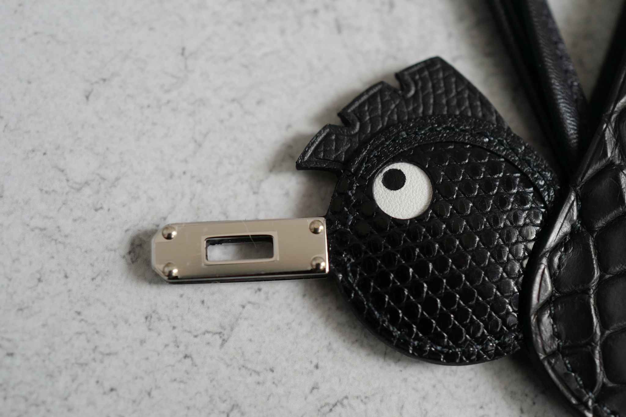 Hermès Birdy Charm Noir Alligator/Lizard/Epsom Calfskin Palladium Hardware