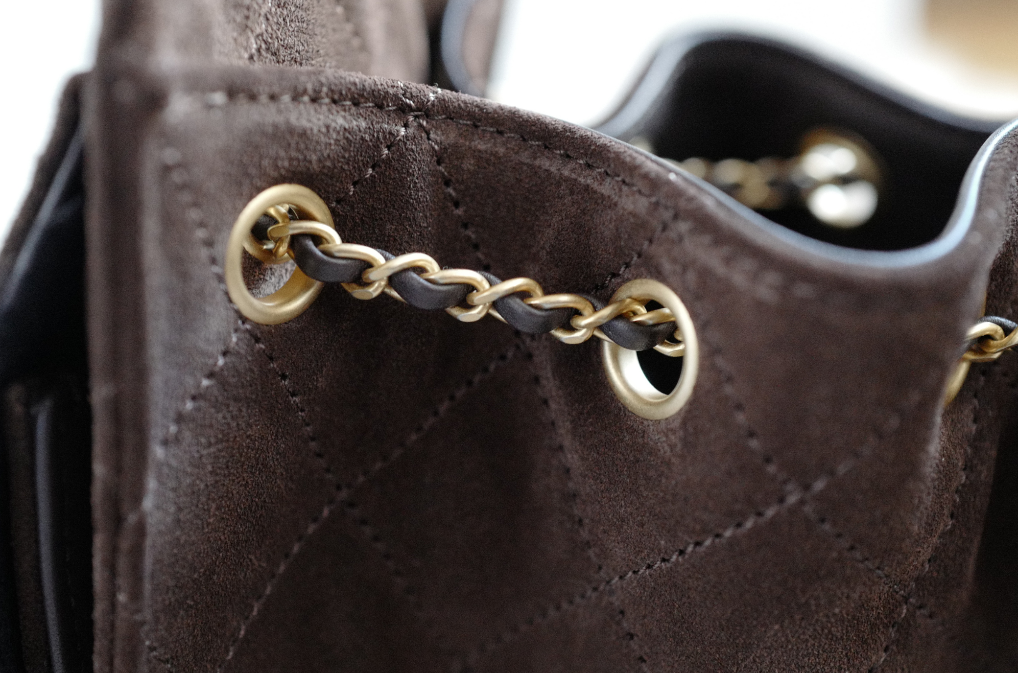 Chanel 25K Small Hobo Bag Dark Brown Suede with Gold Hardware