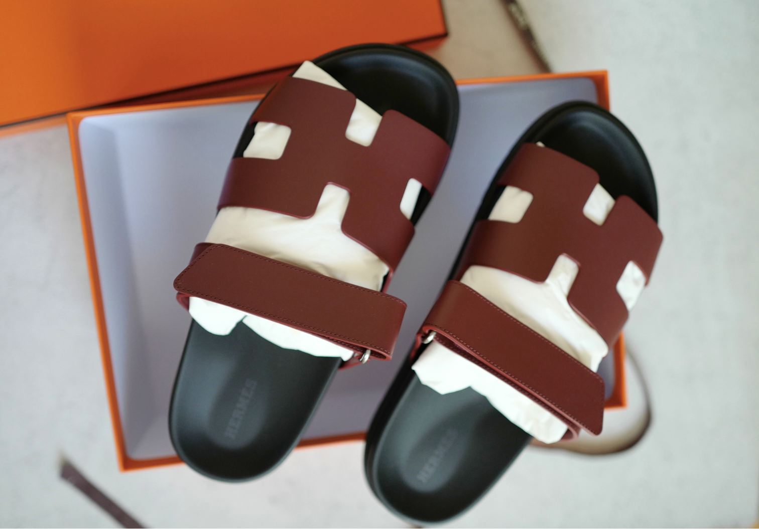 BNIB Hermès Chypre Sandals Rouge H Calfskin Leather Size 38.5