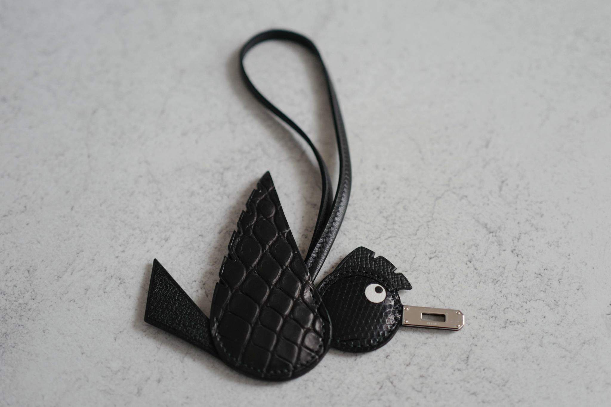 Hermès Birdy Charm Noir Alligator/Lizard/Epsom Calfskin Palladium Hardware