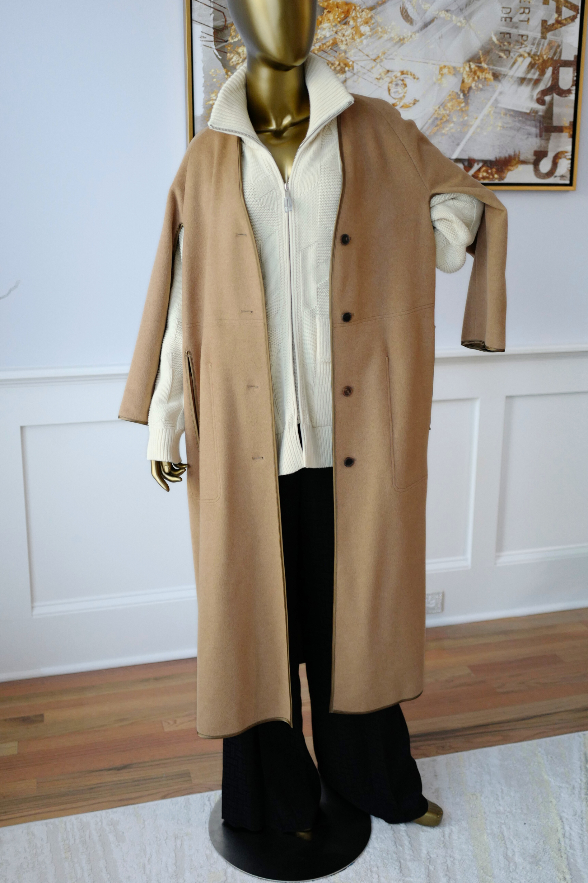 Hermès Women’s Overcoat Size 34 Beige Camel Hair Coat