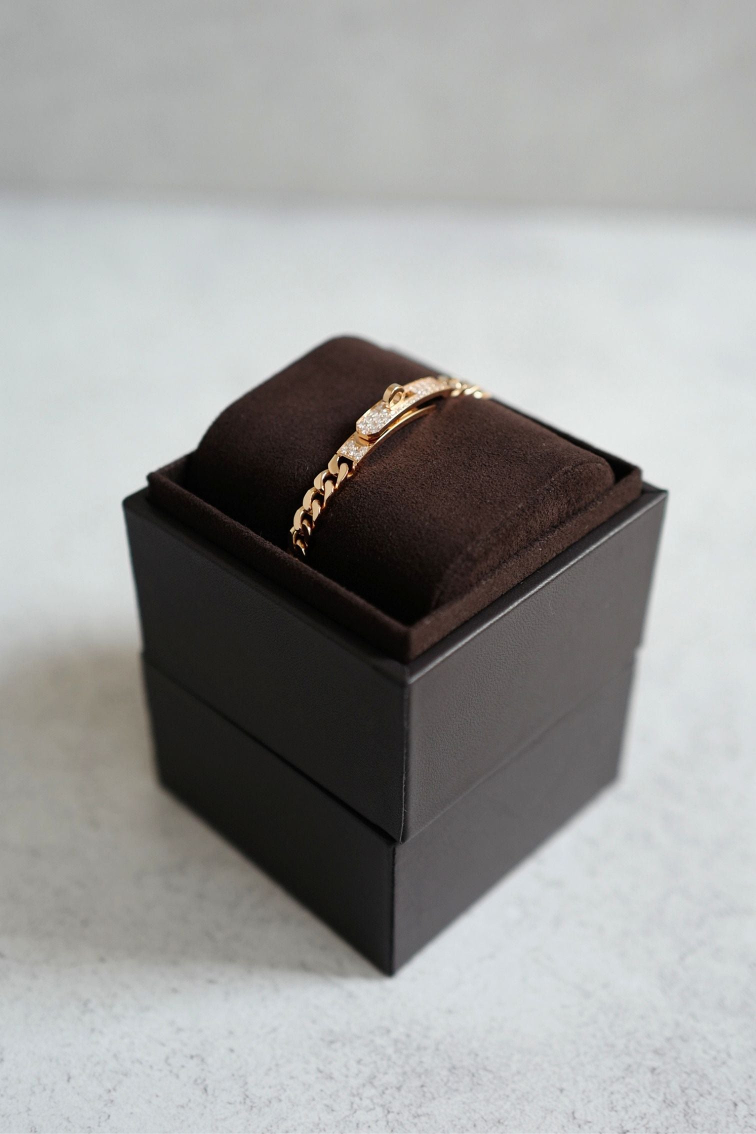 Hermès Kelly Gourmette Bracelet SH Small Model Rose Gold with 41 Diamonds
