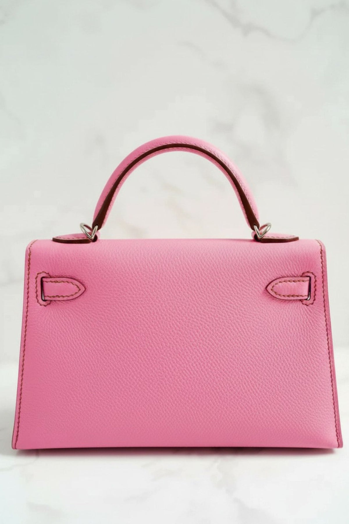 Hermes Mini Kelly 5P Bubblegum Pink Epsom Leather Palladium Hardware