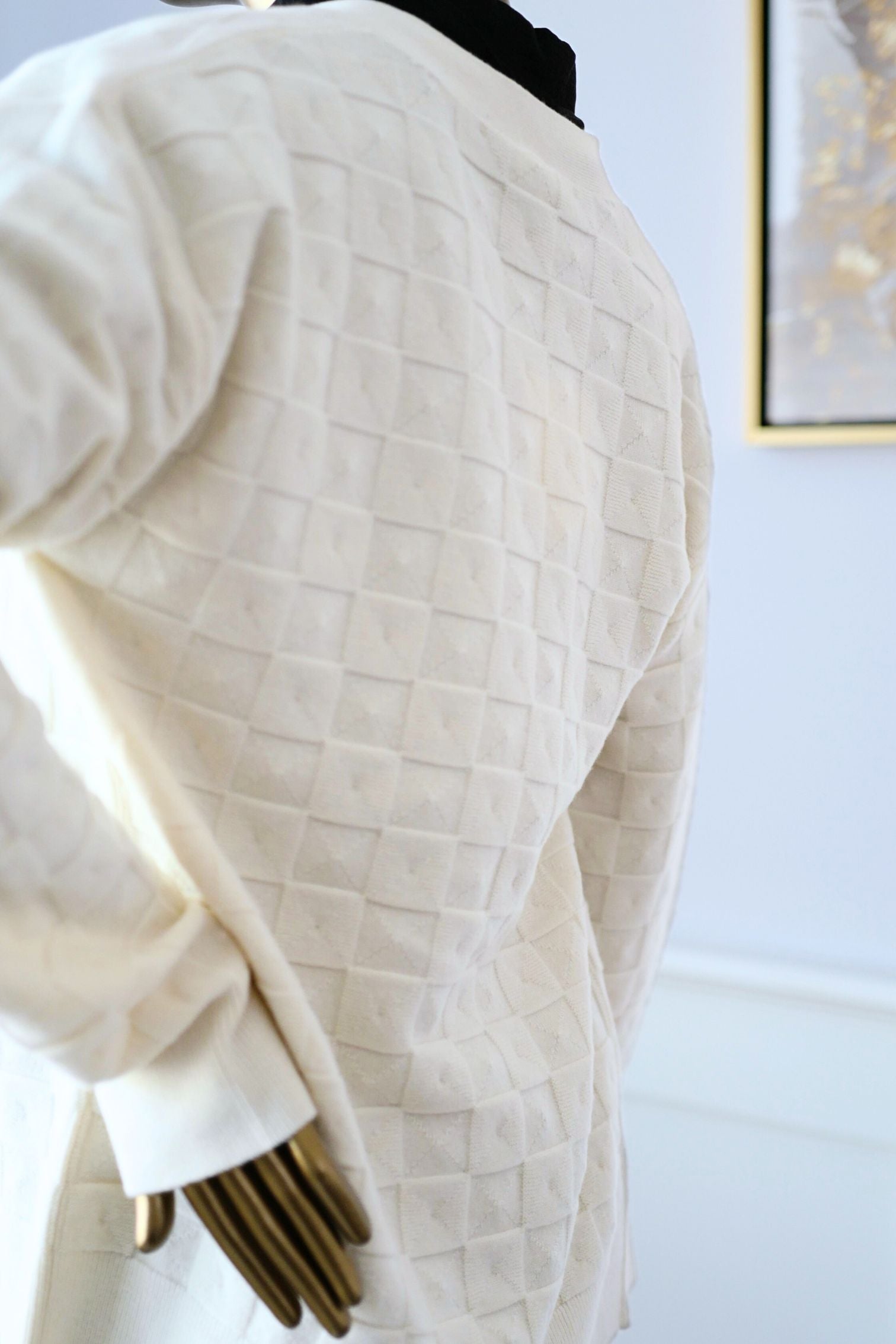 Hermès Maille Médor Softerwear Blanc Naturel Knit Cardigan Button Front Size 38